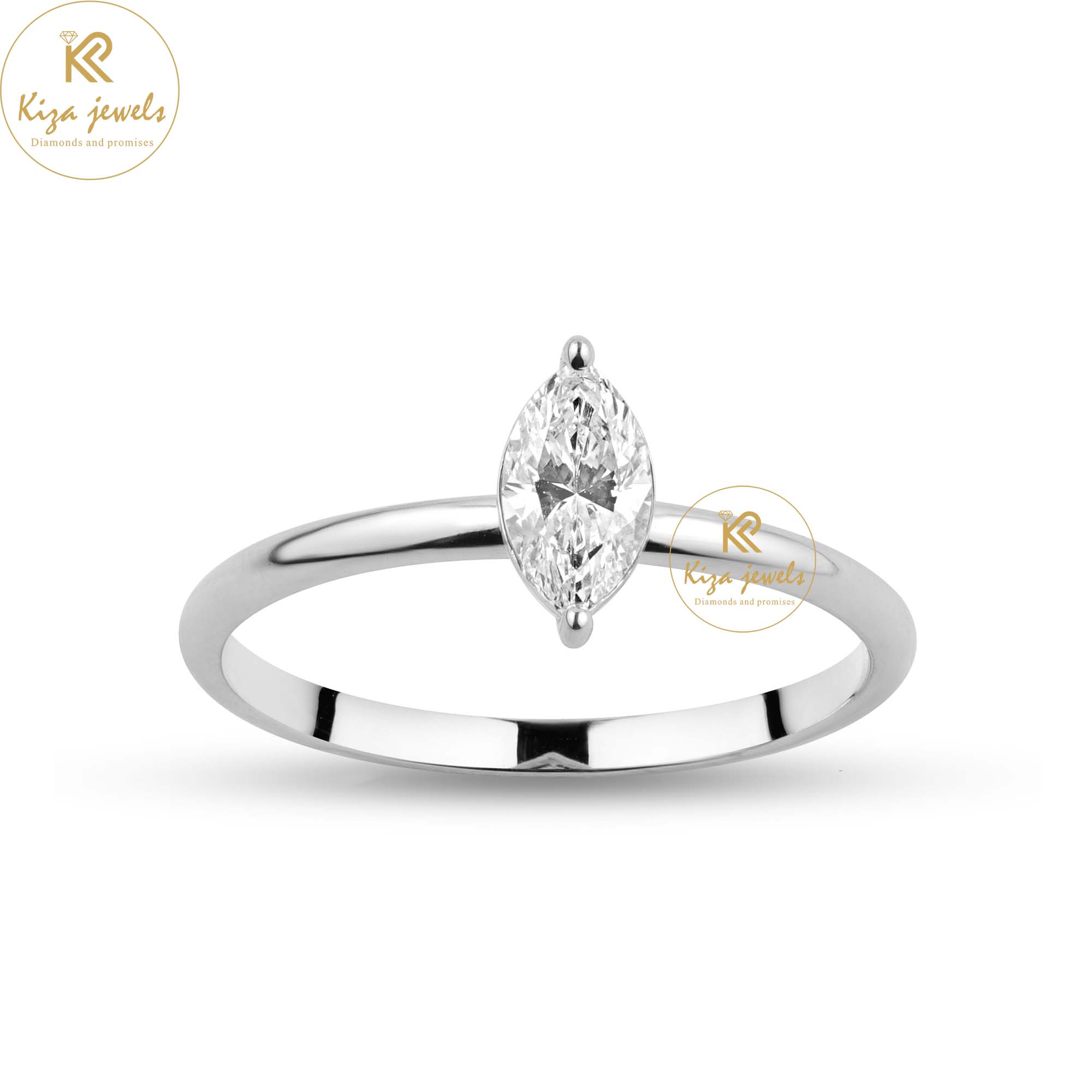 0.30 TDW Marquise Cut Women's Solitaire Diamond Ring