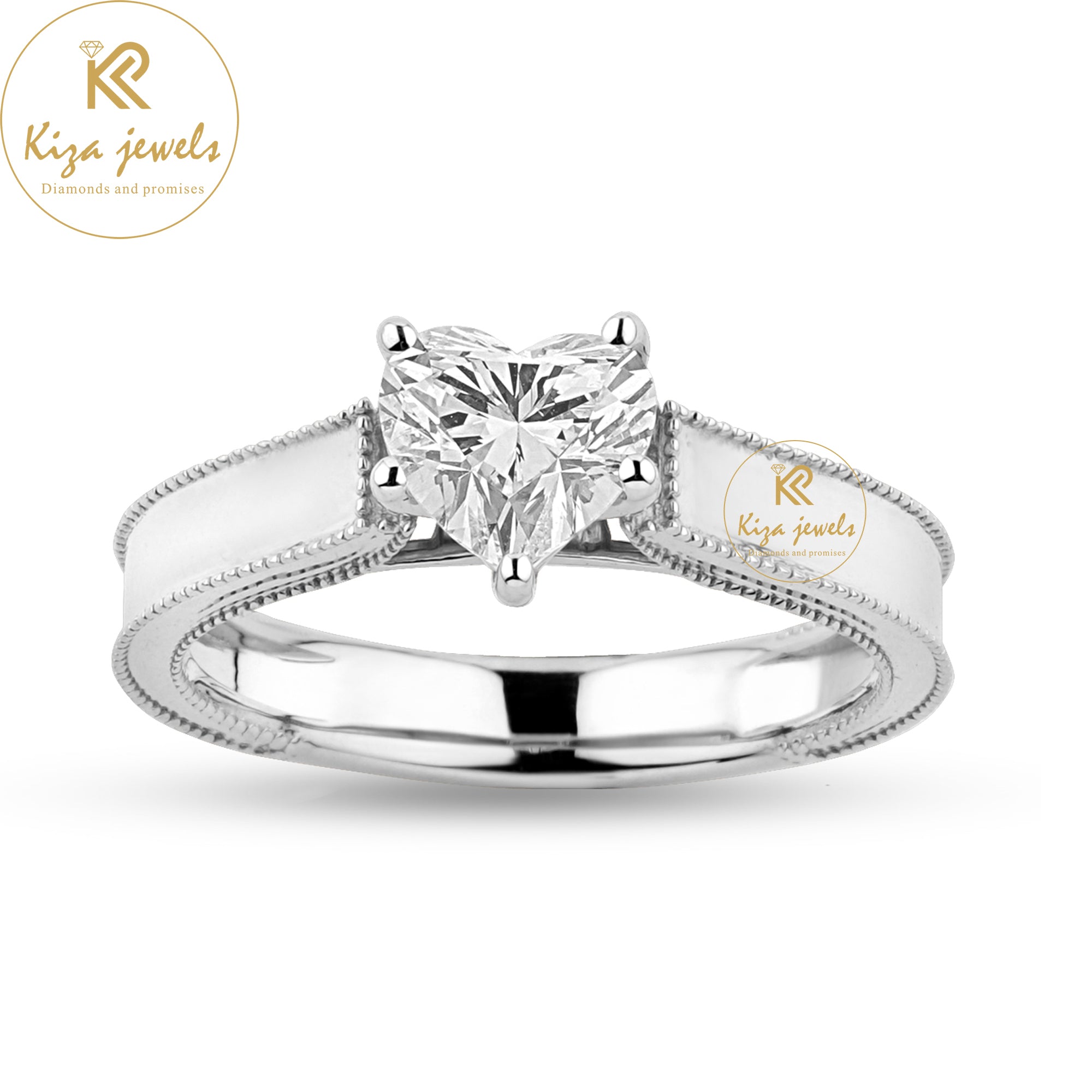 1.30 TDW Heart Cut Women's Solitaire Diamond Ring