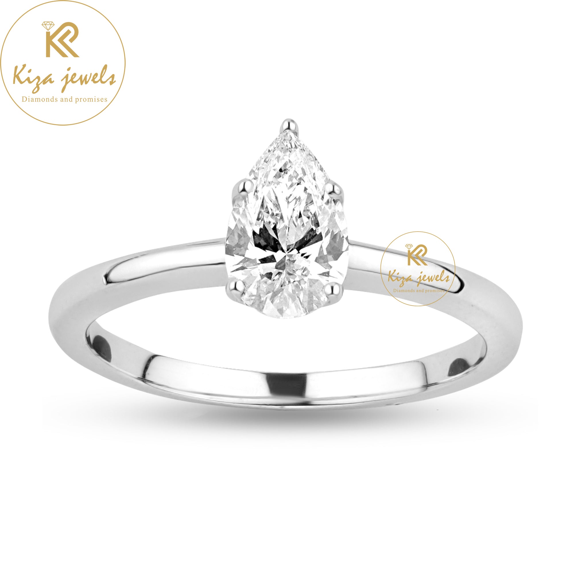 0.87 TDW Pear Cut Women's Solitaire Diamond Ring