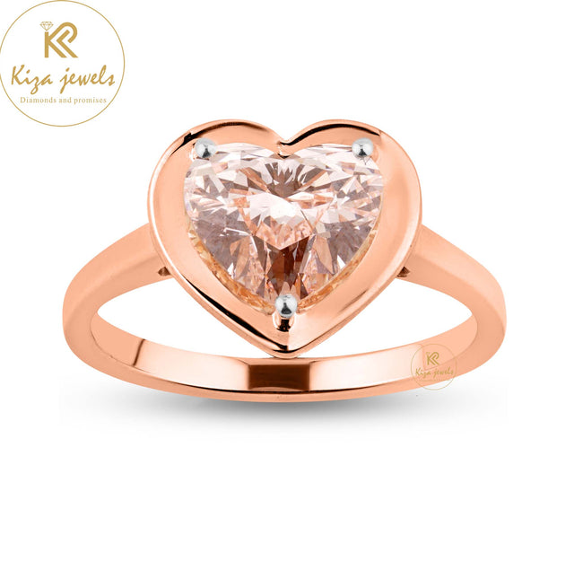 1.52 TDW F.P.Heart Cut Diamond Women's Solitaire Ring