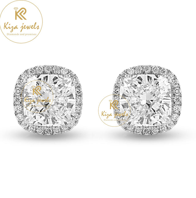 3.21 TDW Cushion & Round Cut Diamond Stud Earring