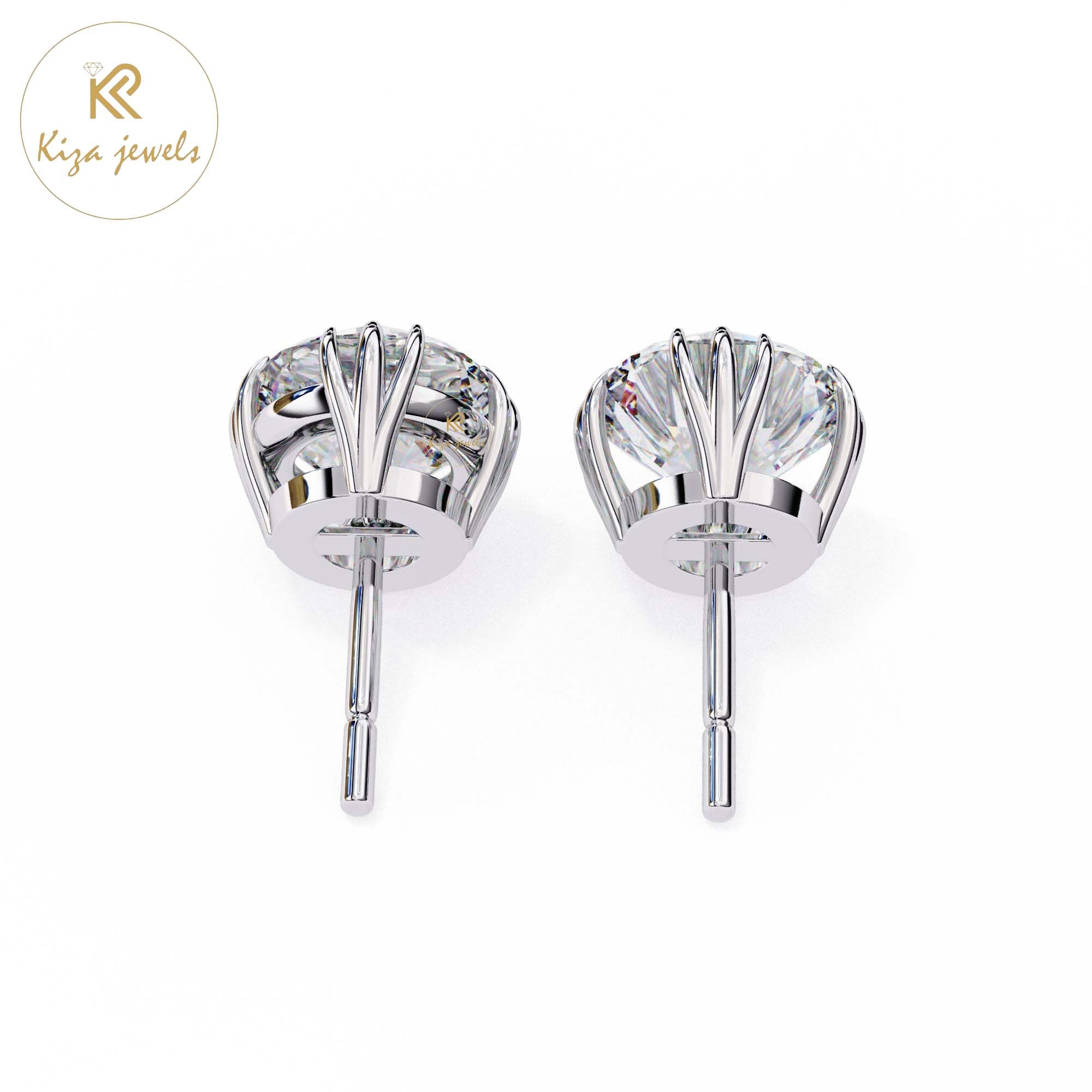 2.80 TDW Round Cut Diamond Stud Earring