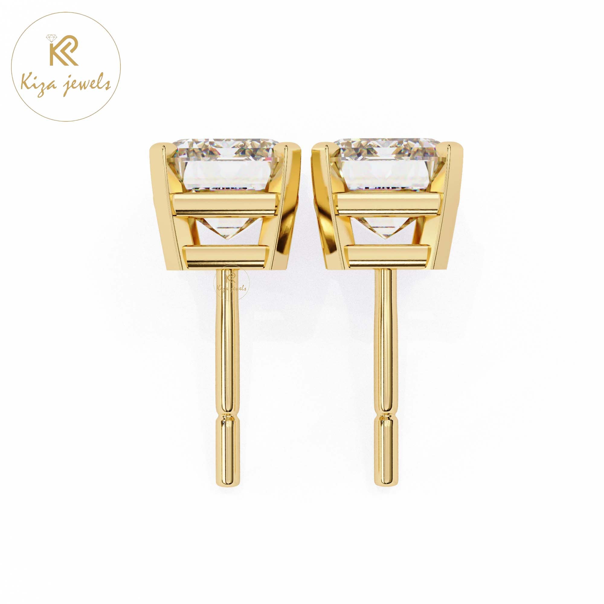 2.39 TDW Emerald Cut Diamond Stud Earring