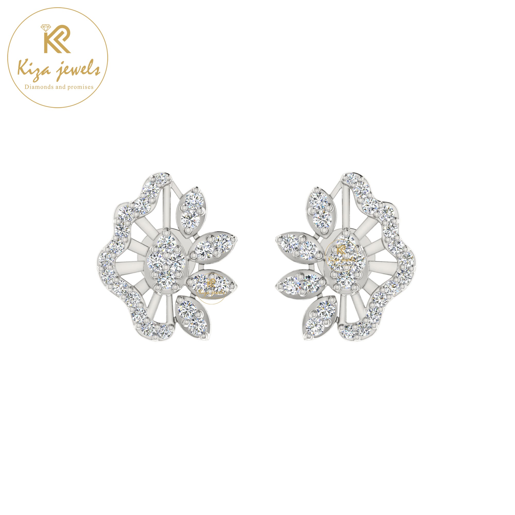 0.58 TDW Round Cut Diamond Women's Stud Earring