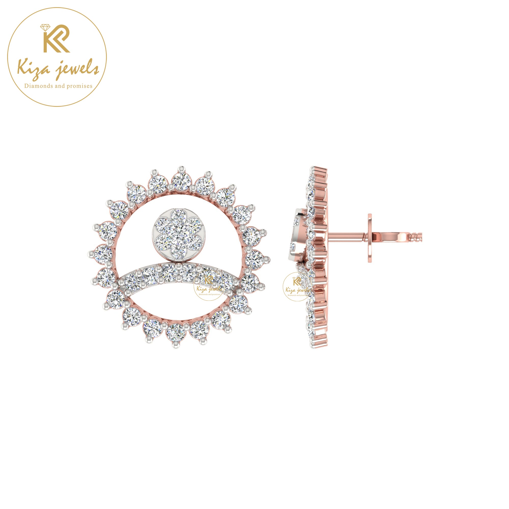 0.49 TDW Round Cut Diamond Women's Stud Earring
