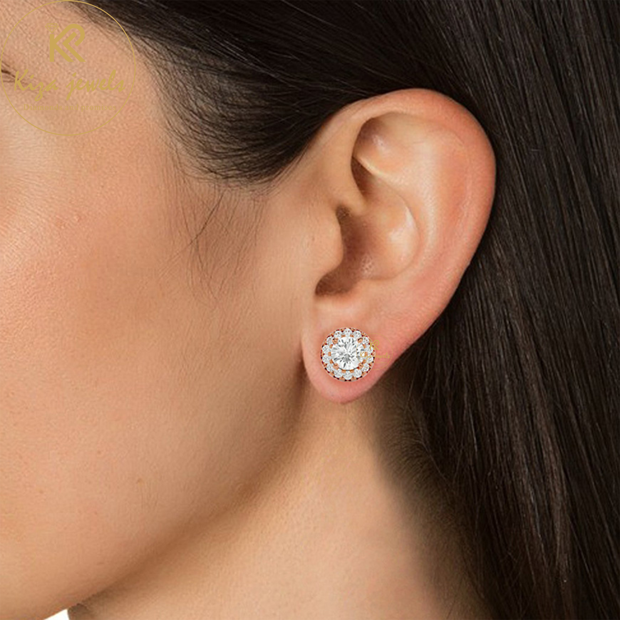 0.99 TDW Round Cut Women's Diamond Stud Earring