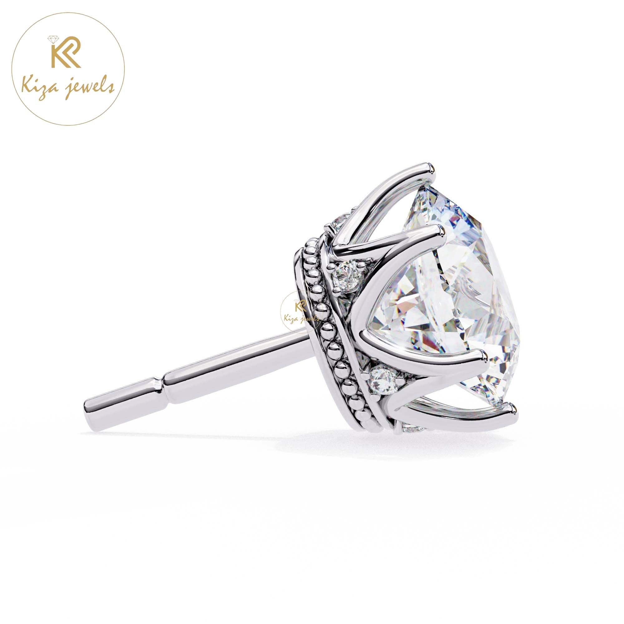 2.62 TDW Round Cut Diamond Stud Earring