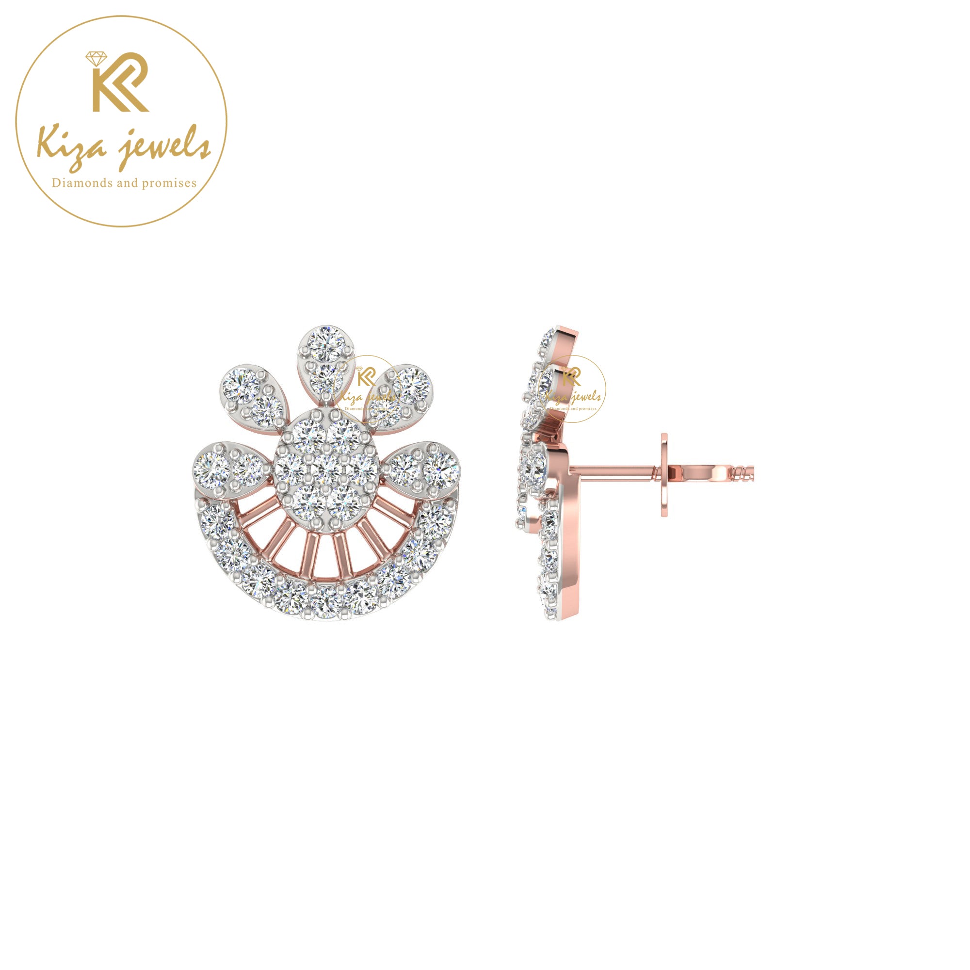 0.52 TDW Round Cut Diamond Women's Stud Earring