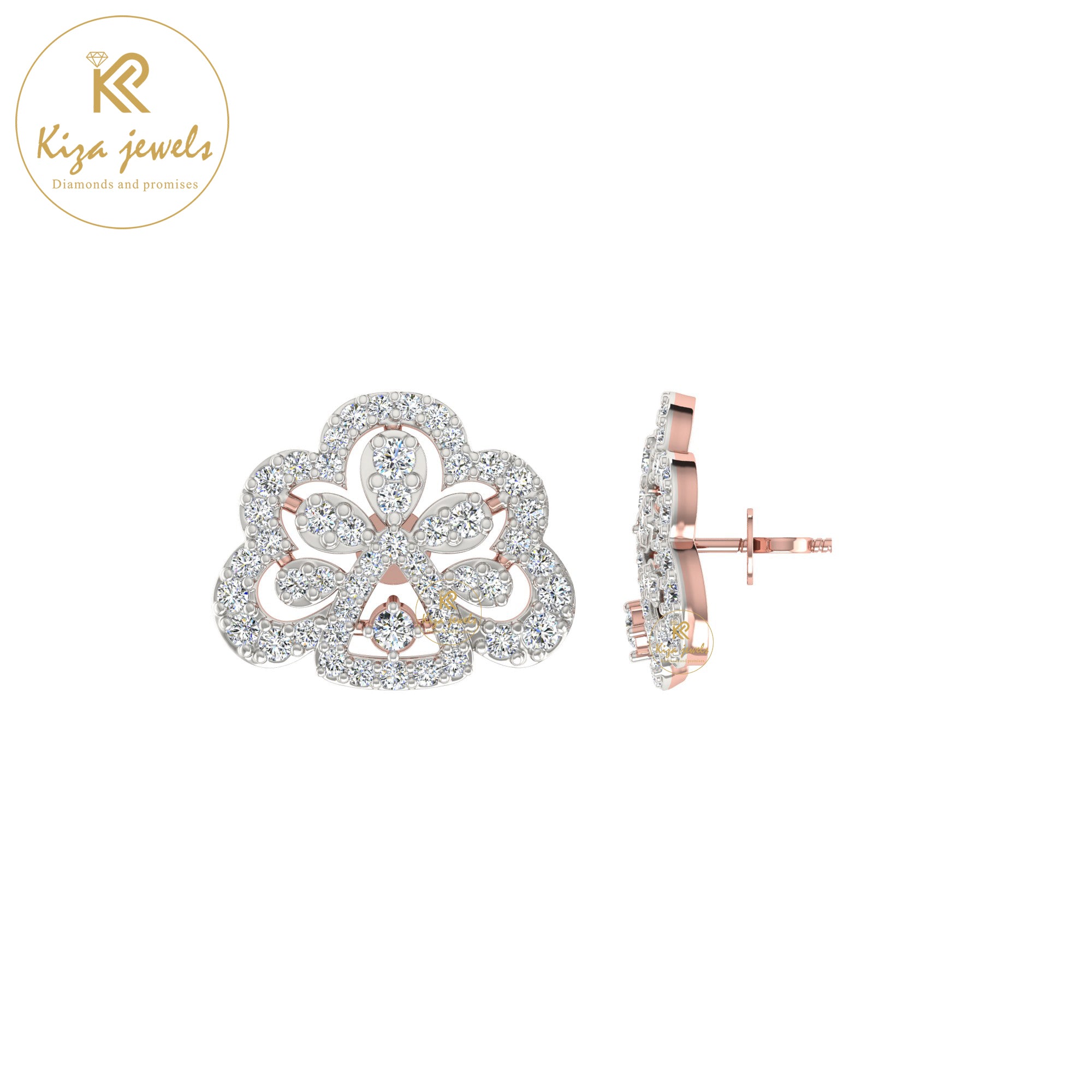 0.89 TDW Round Cut Diamond Women's Stud Earring