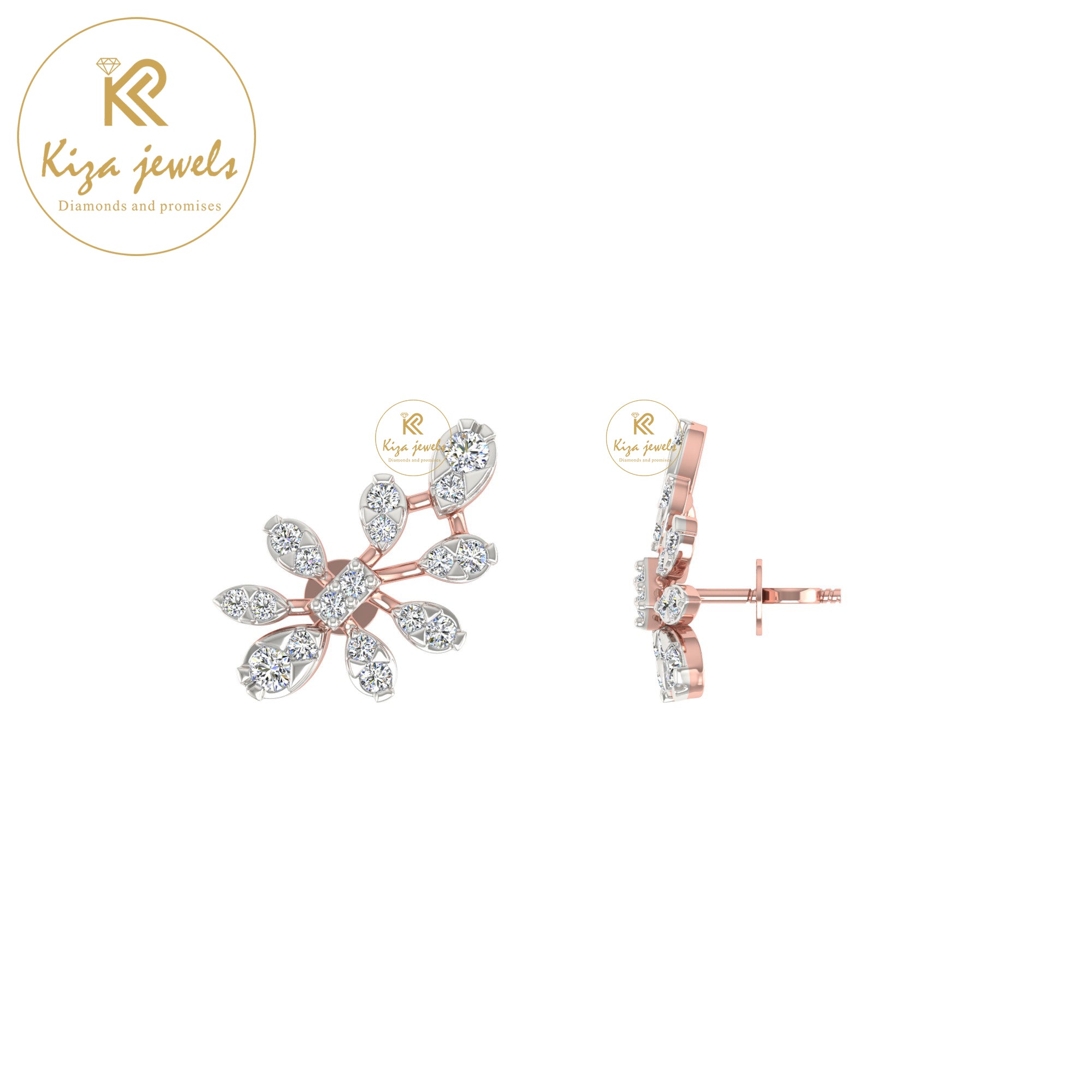 0.37 TDW Round Cut Diamond Stud Earring