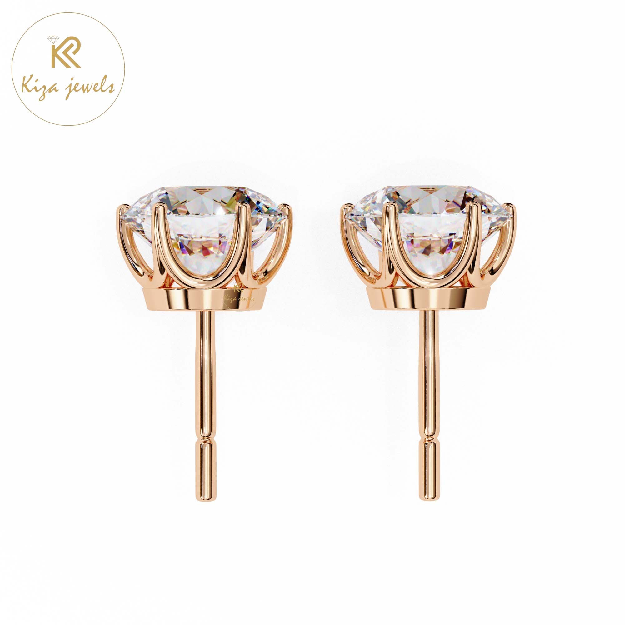 2.57 TDW Round Cut Diamond Stud Earring