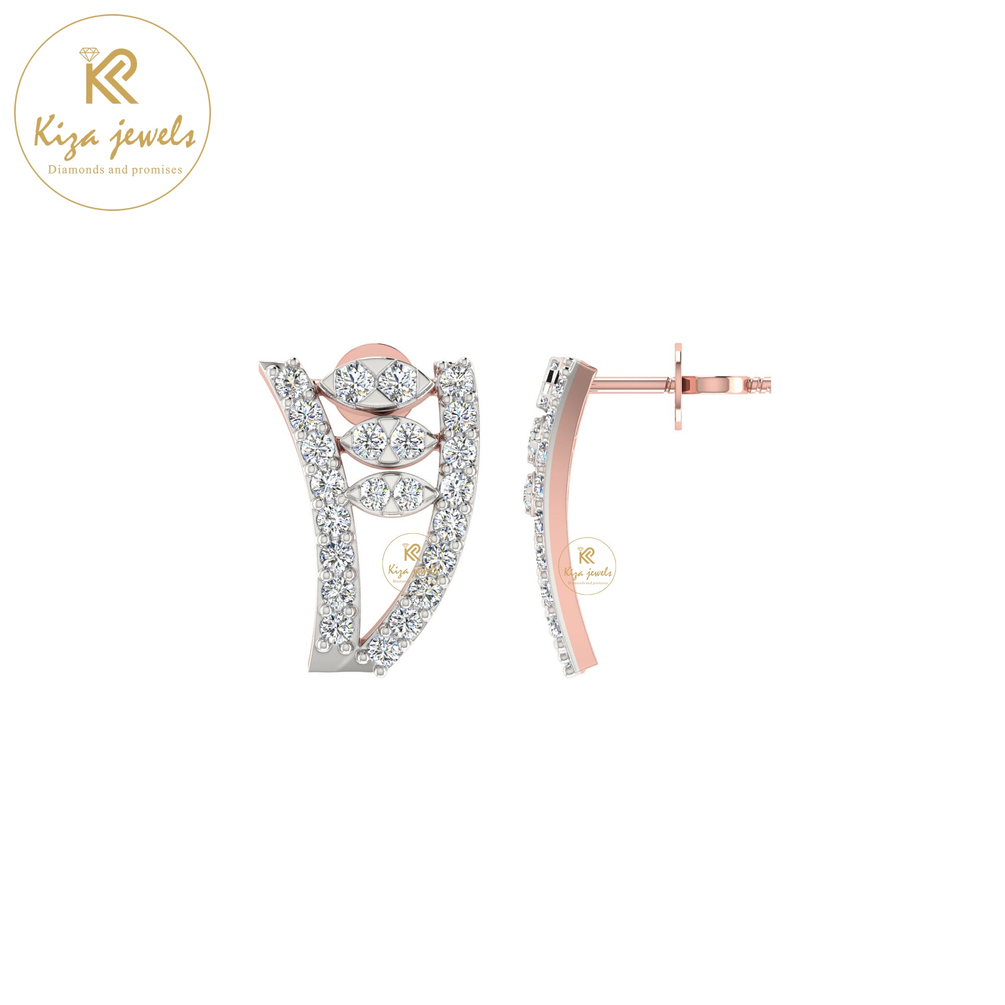 0.41 TDW Round Cut Diamond Stud Earring