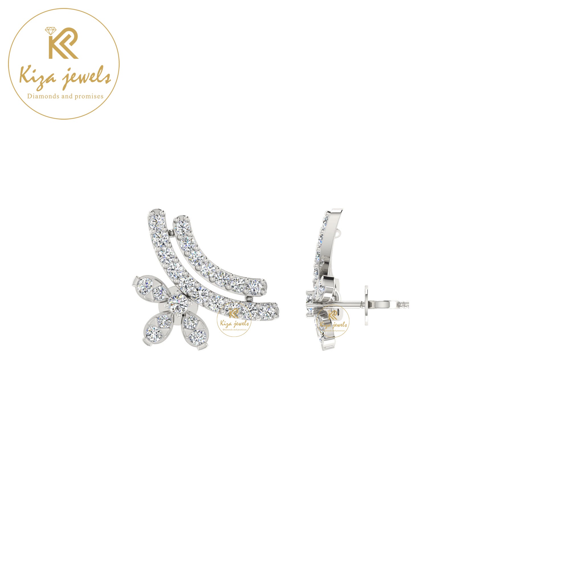 0.46 TDW Round Cut Diamond Stud Earring
