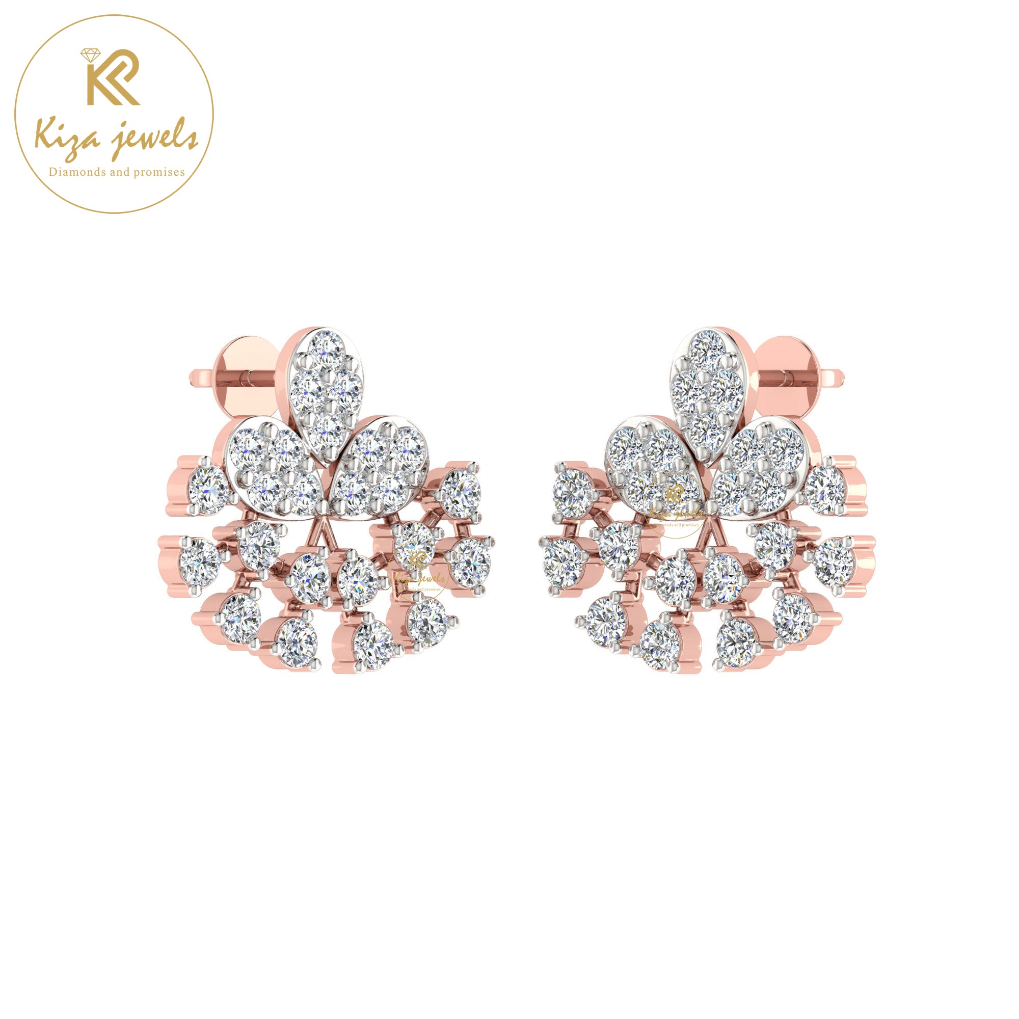 1.02 TDW Round Cut Diamond Women's Stud Earring