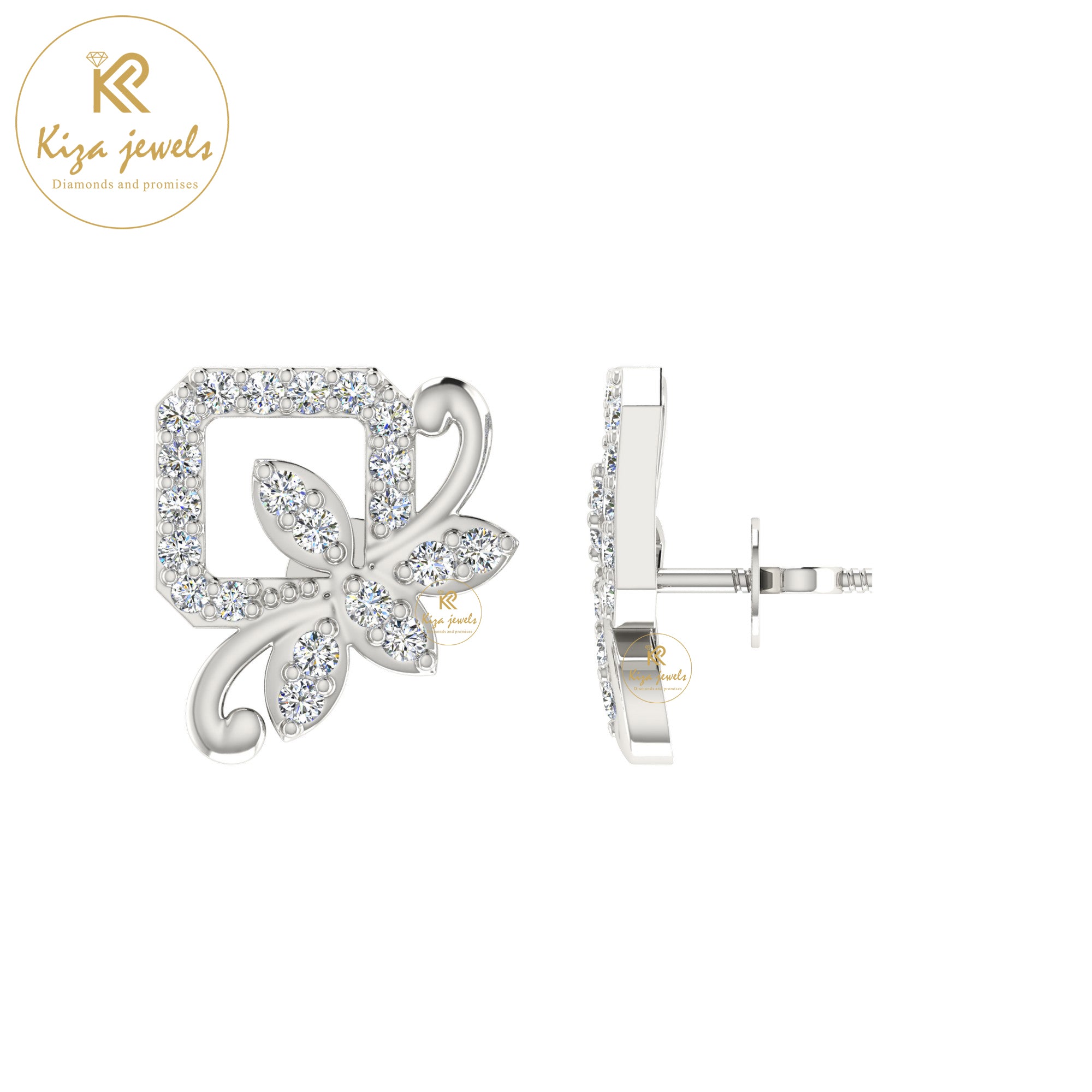 0.46 TDW Round Cut Diamond Women's Stud Earring