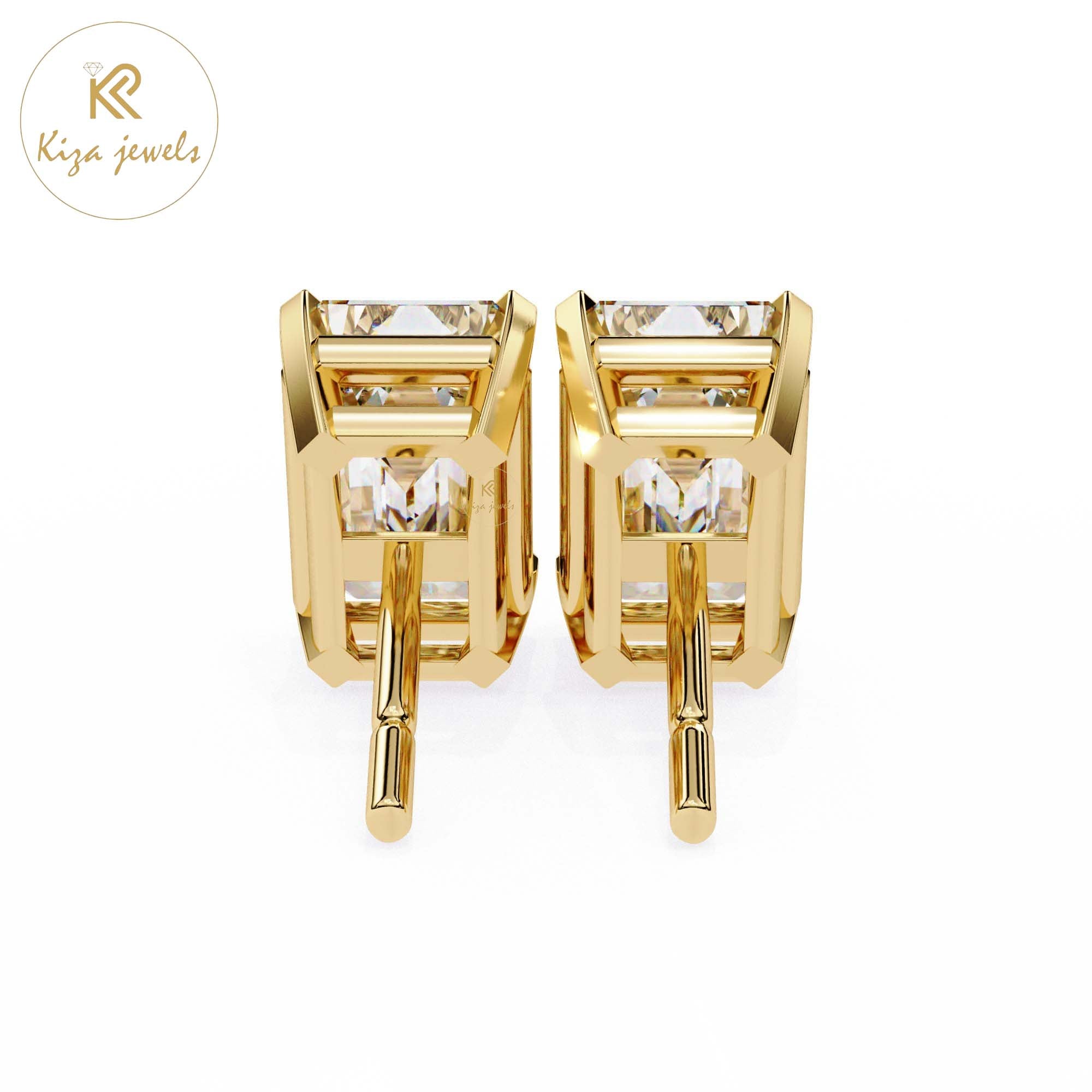 2.39 TDW Emerald Cut Diamond Stud Earring