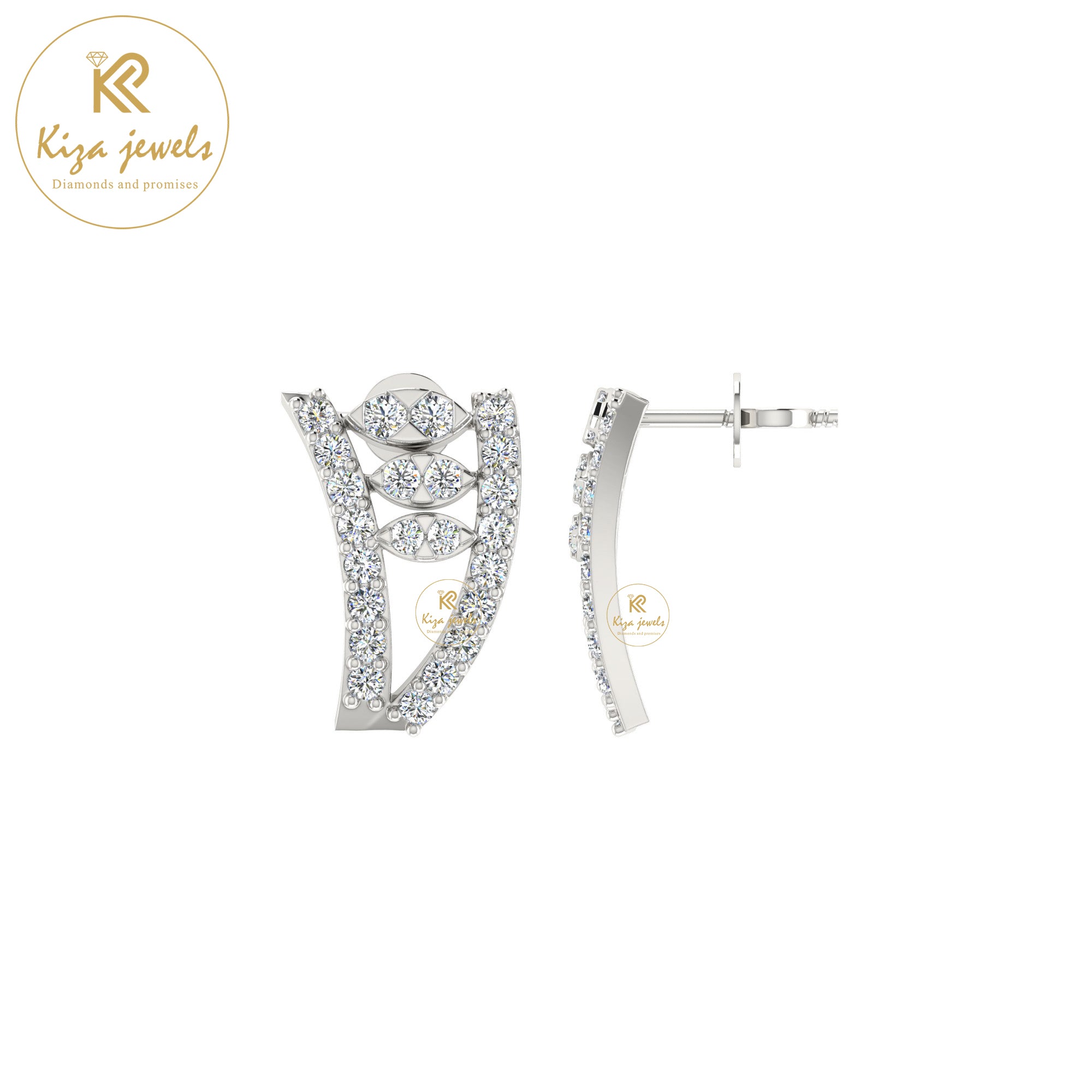 0.41 TDW Round Cut Diamond Stud Earring