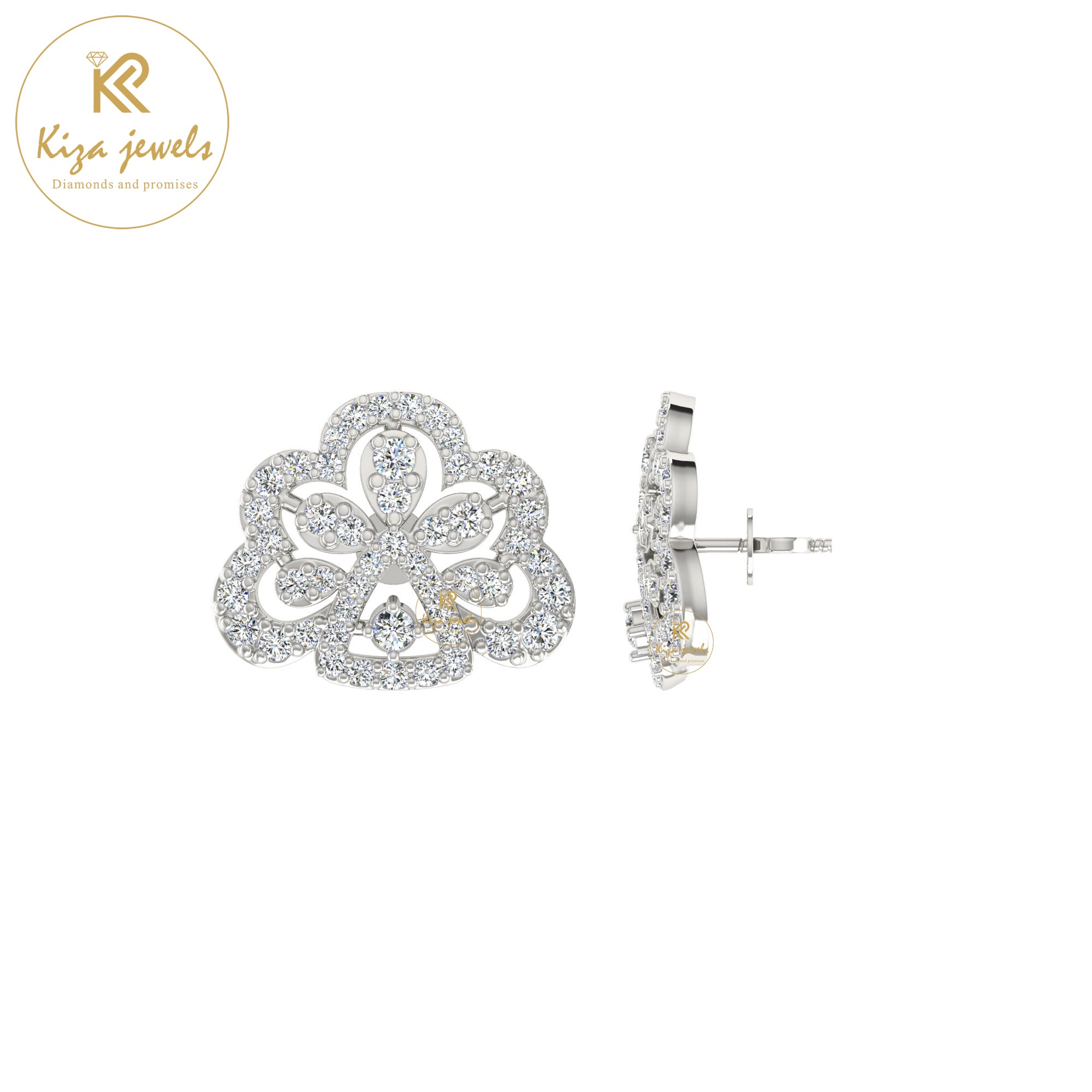 0.89 TDW Round Cut Diamond Women's Stud Earring