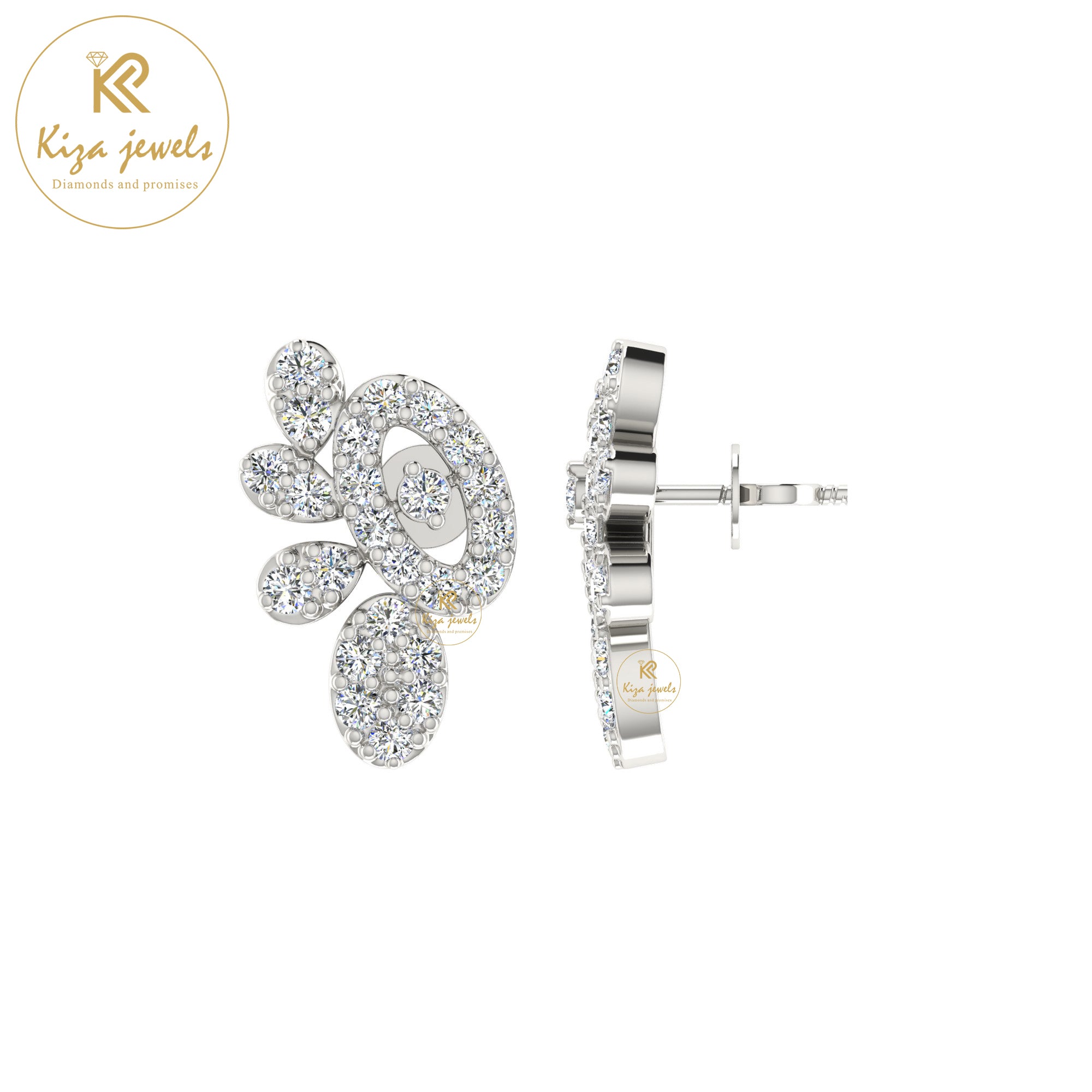 0.57 TDW Round Cut Diamond Women's Stud Earring