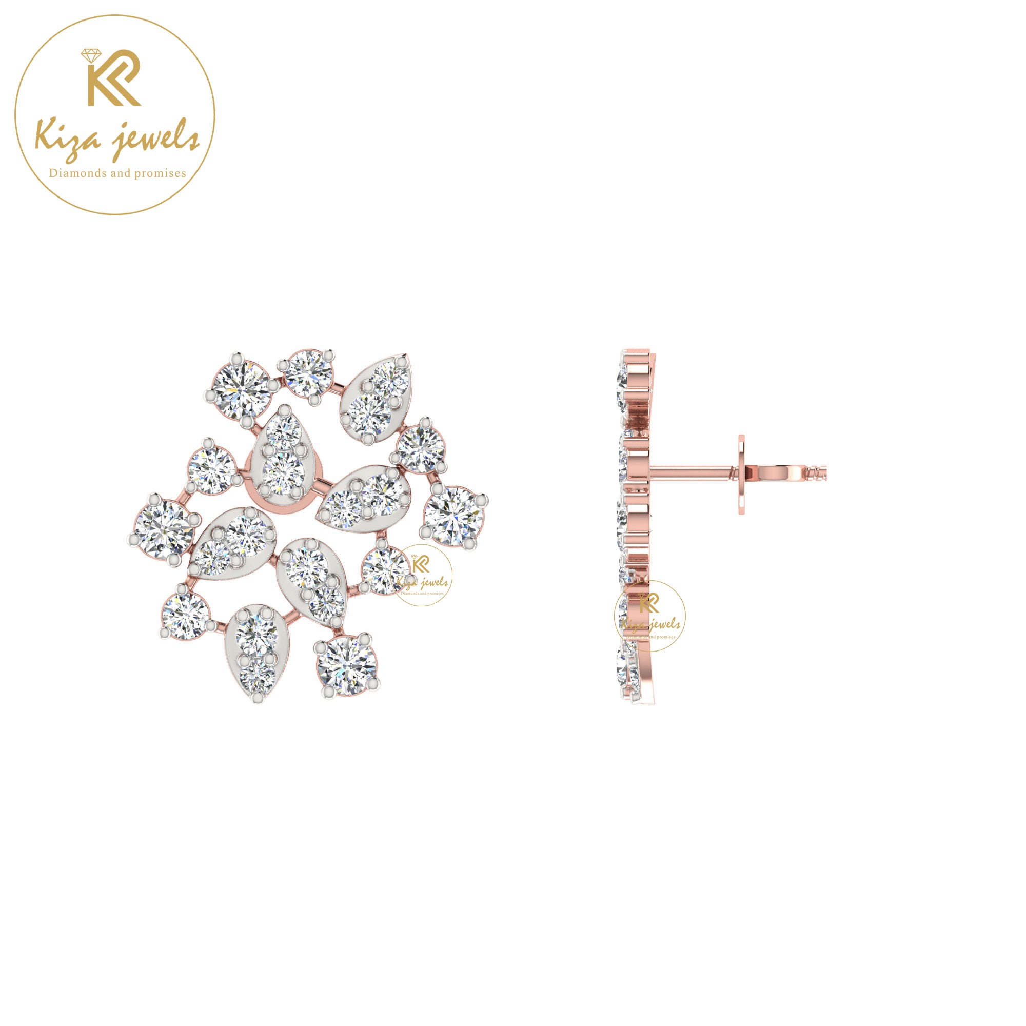 1.191 TDW Round Cut Diamond Women's Stud Earring