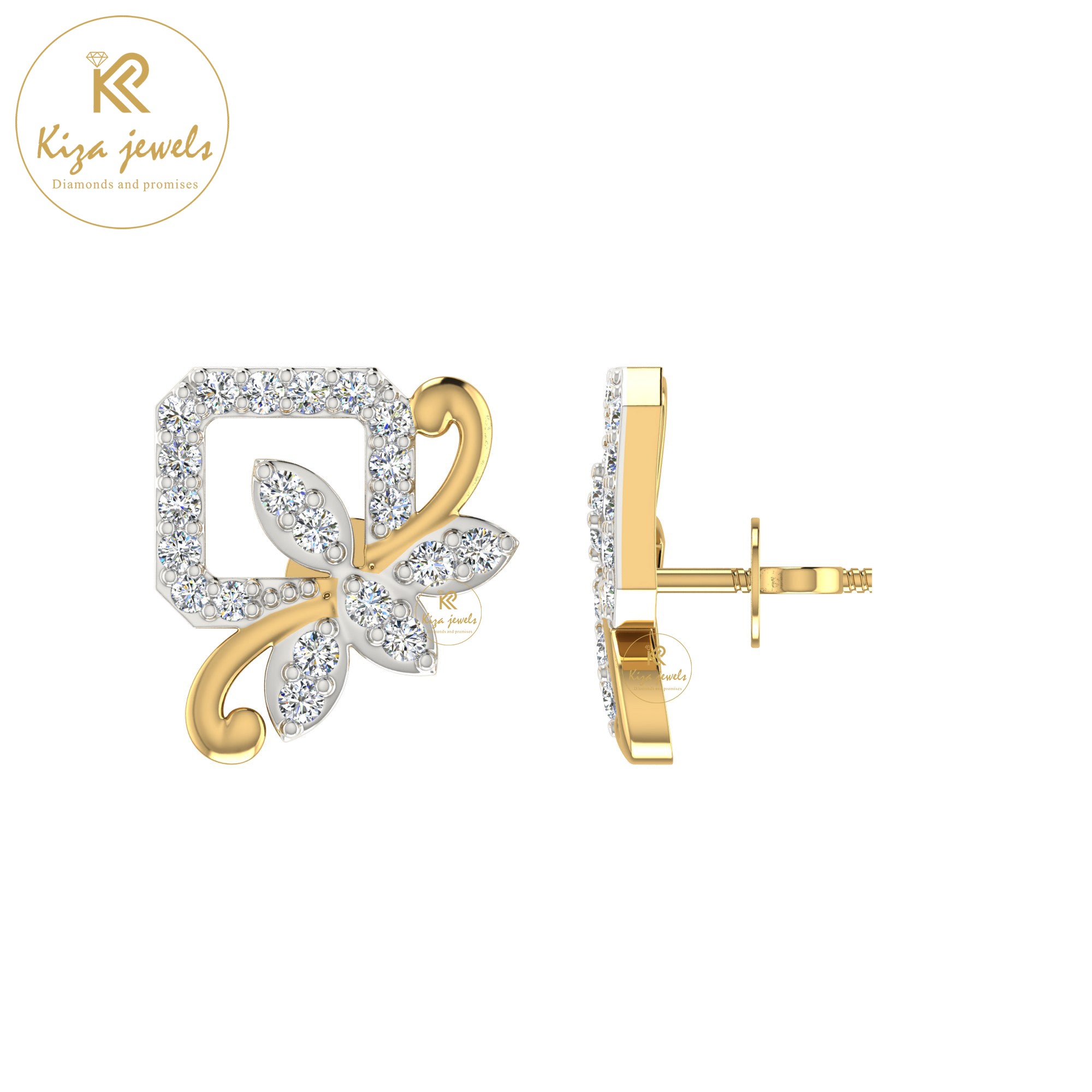 0.46 TDW Round Cut Diamond Women's Stud Earring