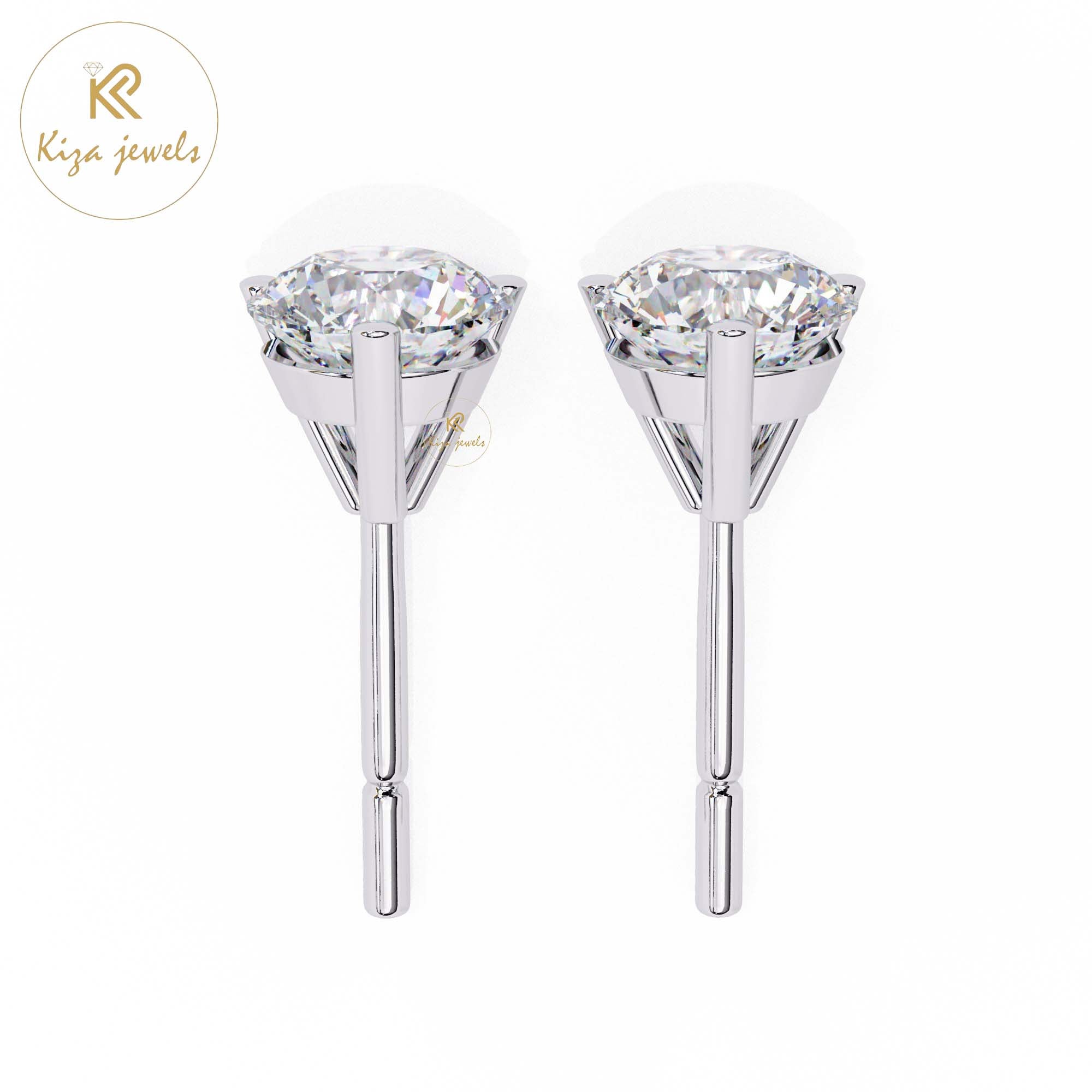 2.57 TDW Round Cut Diamond Stud Earring