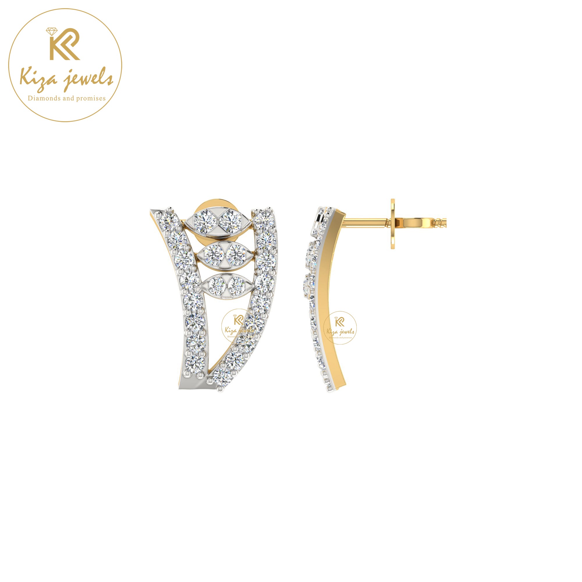 0.41 TDW Round Cut Diamond Stud Earring