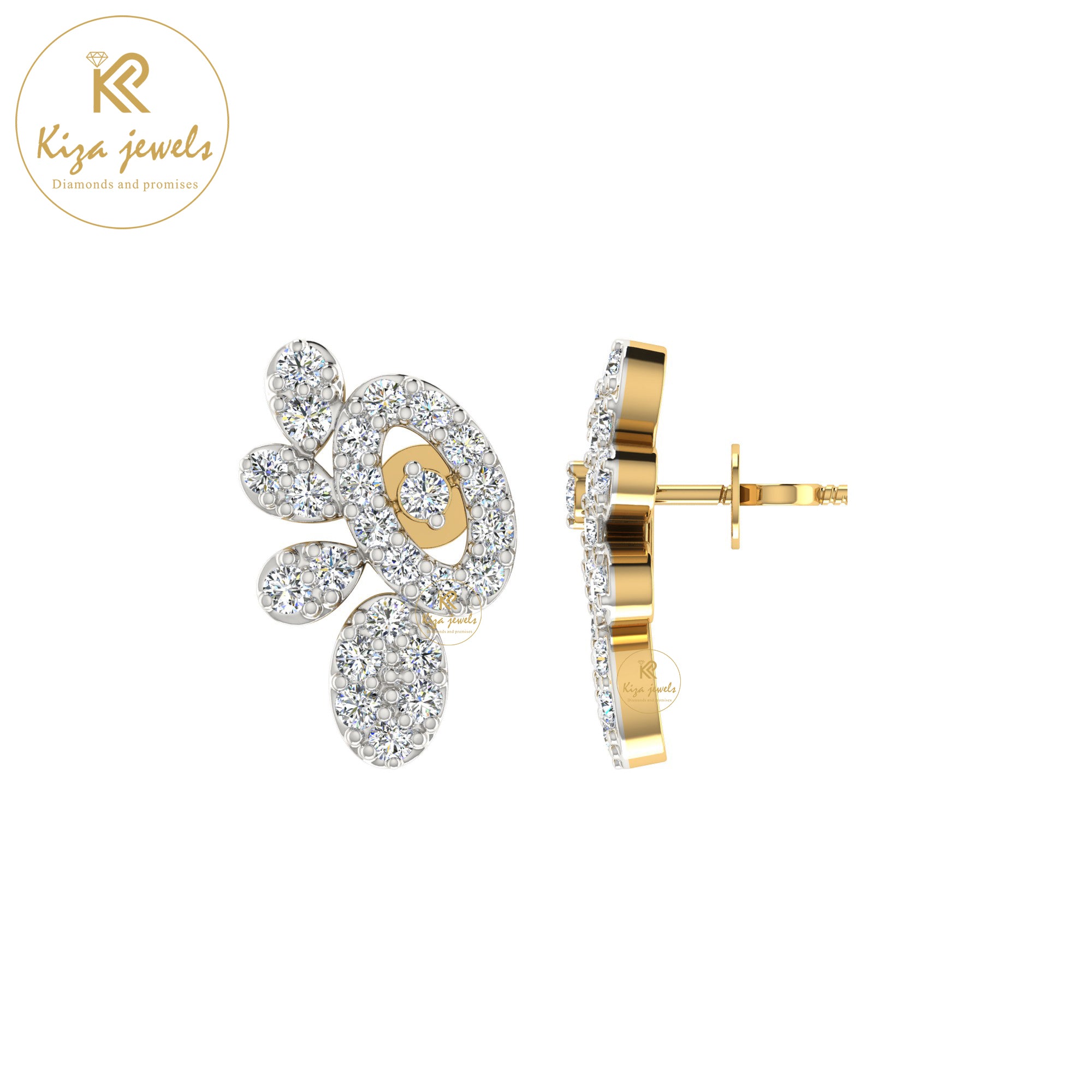 0.57 TDW Round Cut Diamond Women's Stud Earring