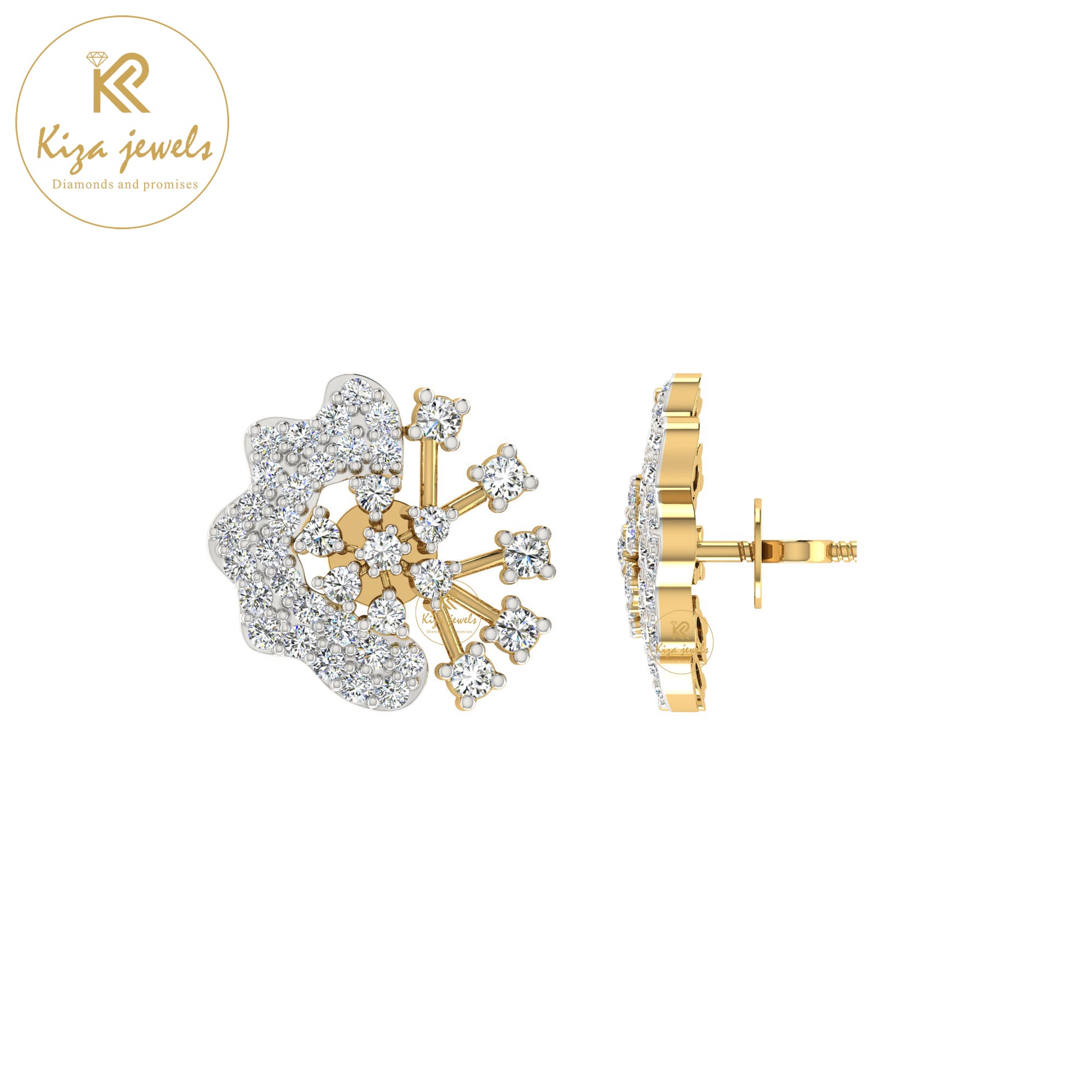 1.09 TDW Round Cut Diamond Women's Stud Earring