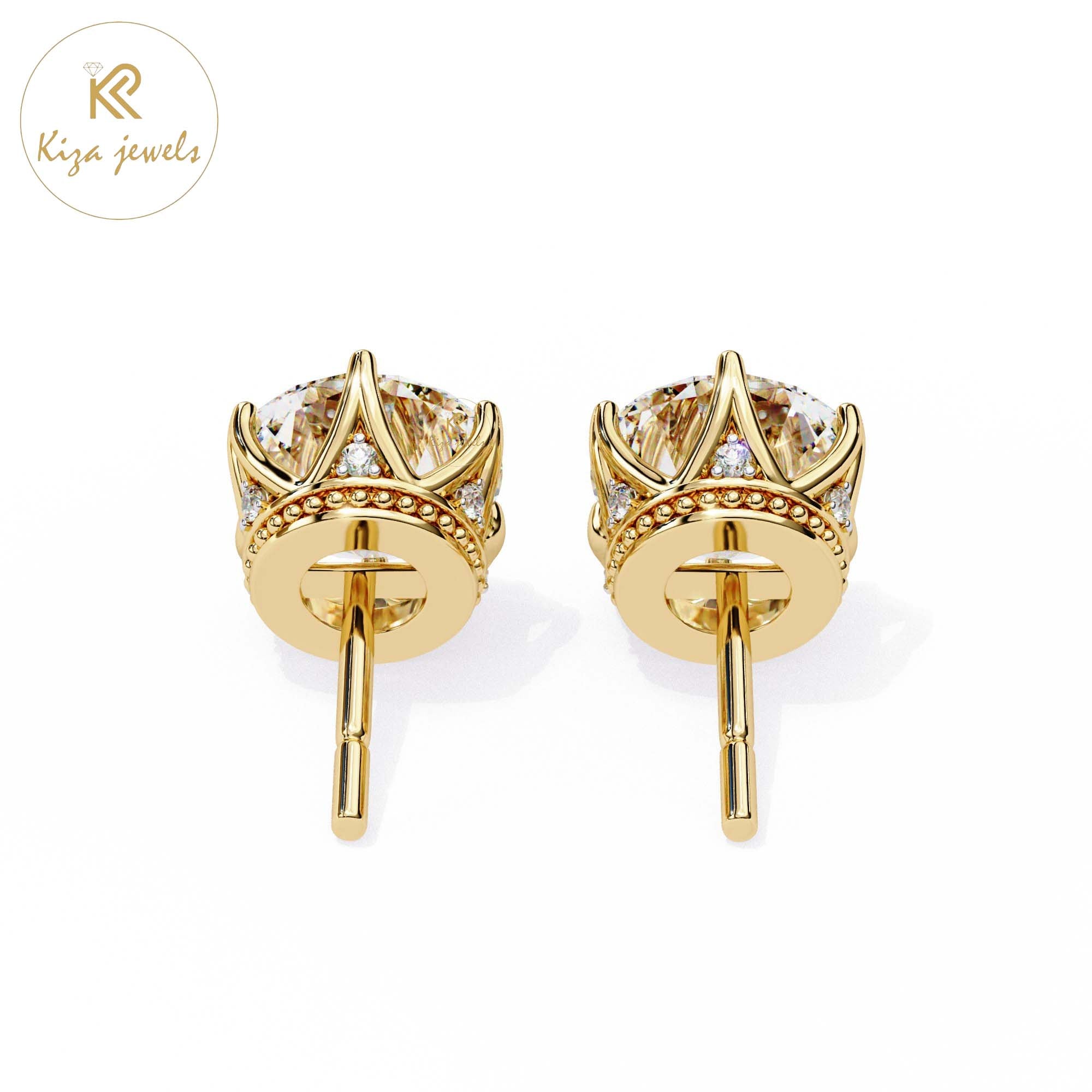 2.62 TDW Round Cut Diamond Stud Earring