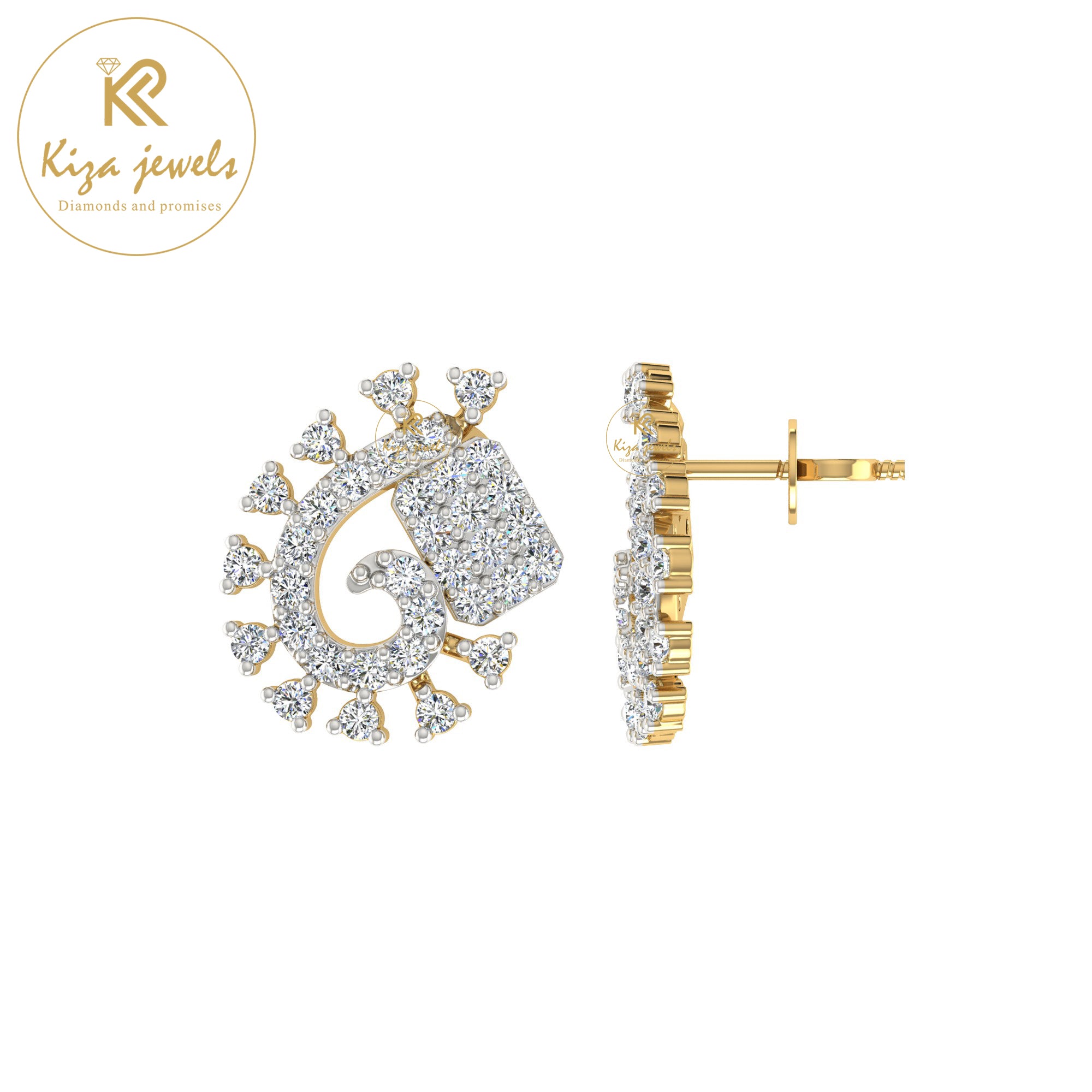 0.56 TDW Round Cut Diamond Women's Stud Earring