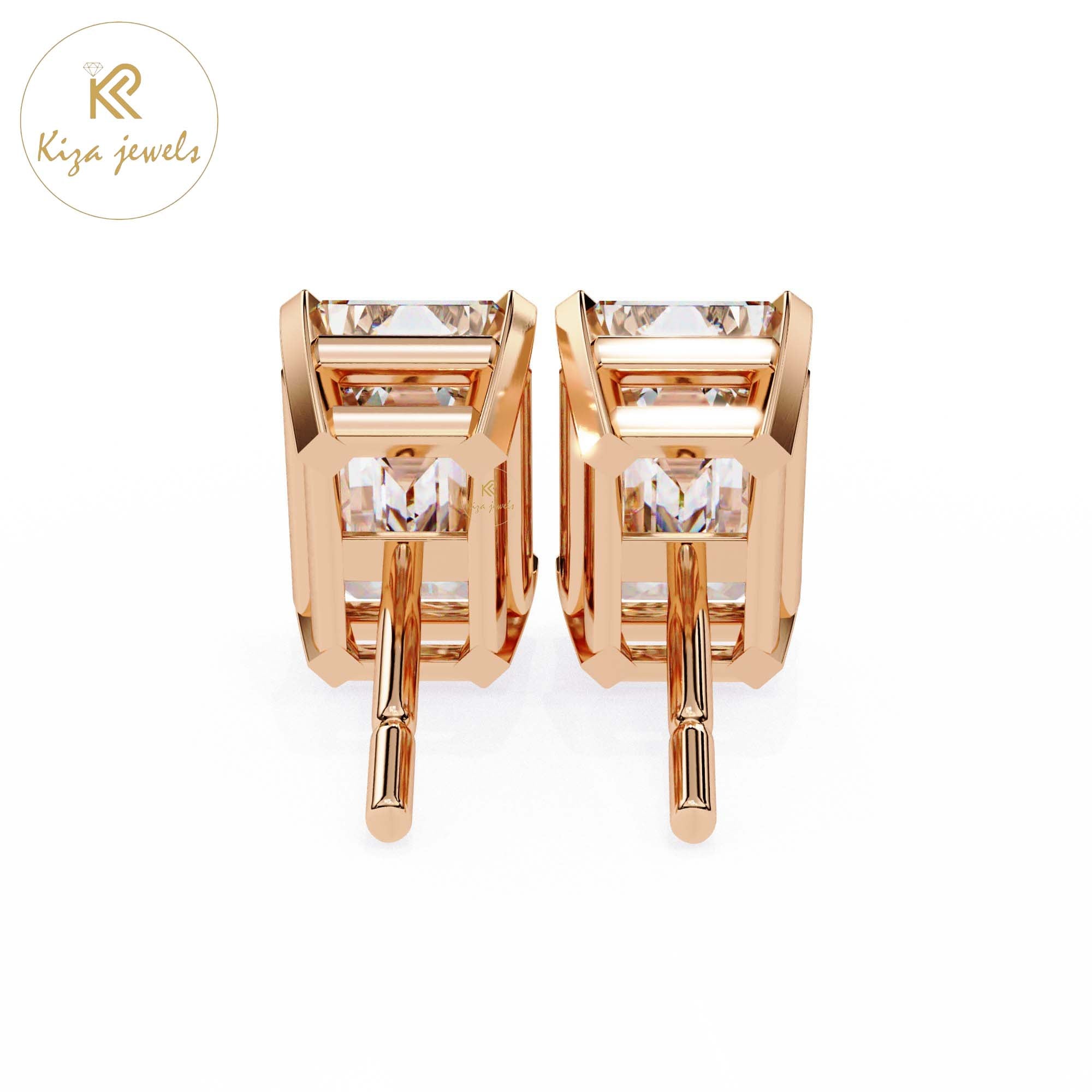 2.39 TDW Emerald Cut Diamond Stud Earring