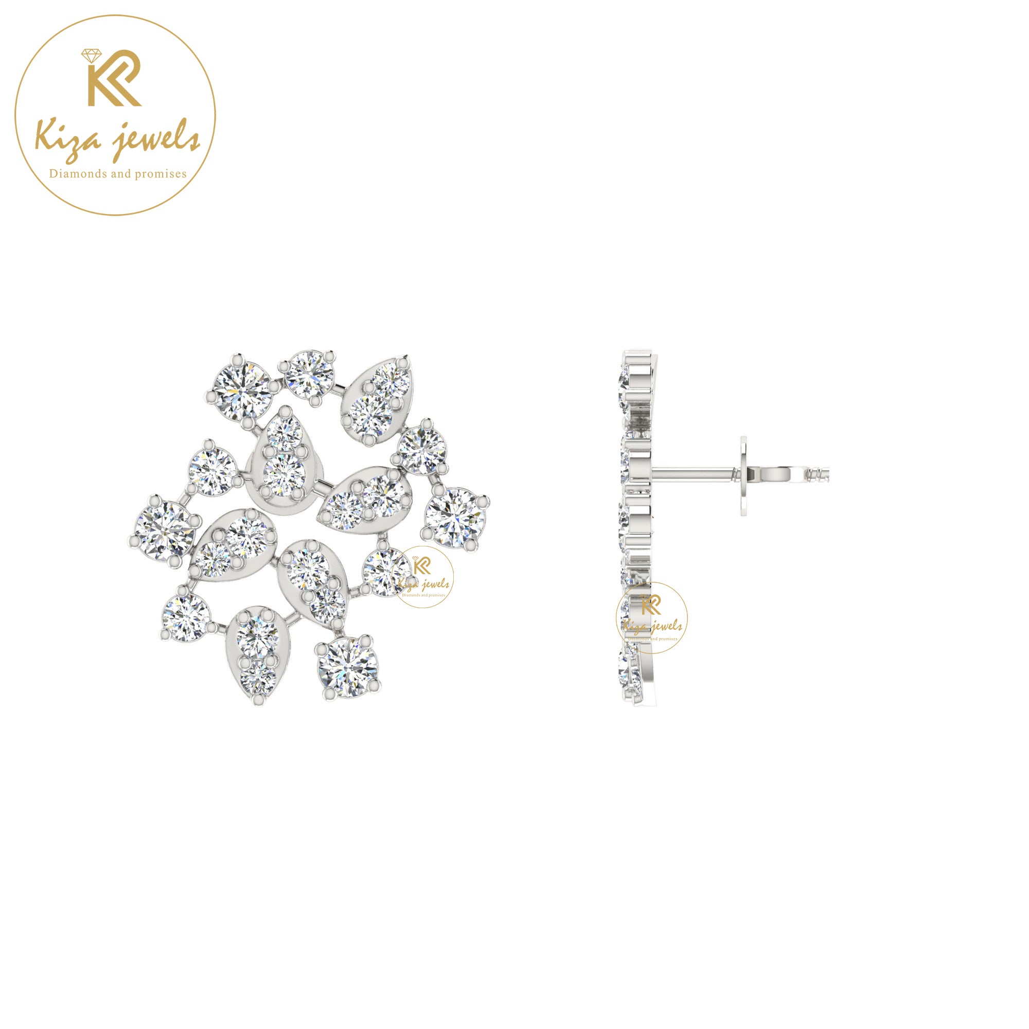 1.191 TDW Round Cut Diamond Women's Stud Earring