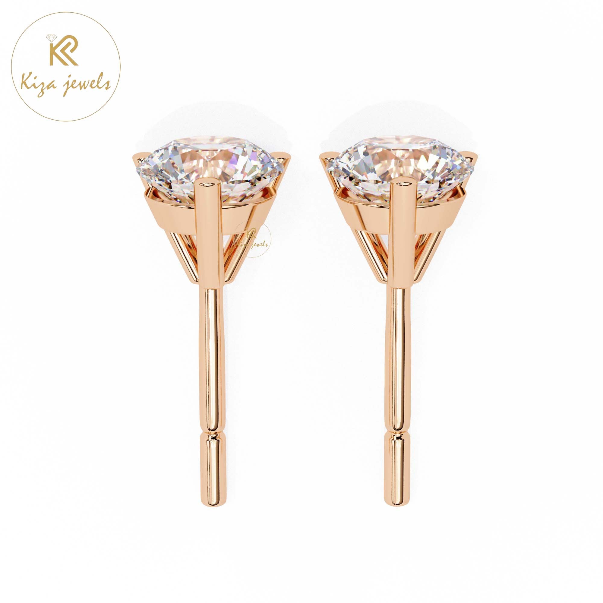 2.57 TDW Round Cut Diamond Stud Earring