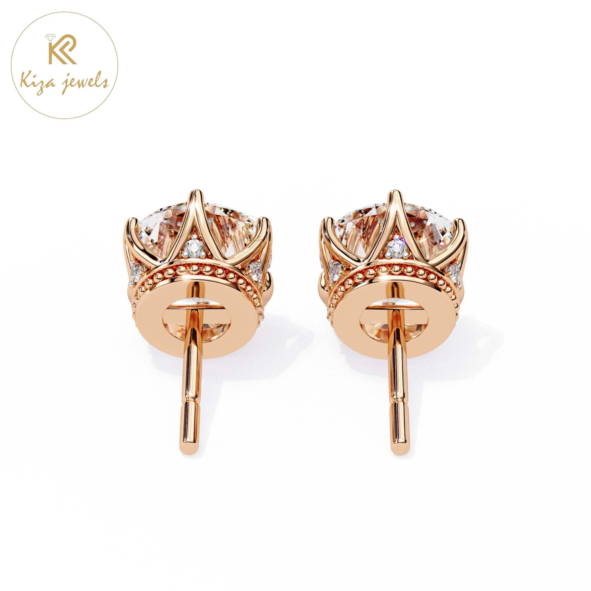 2.62 TDW Round Cut Diamond Stud Earring