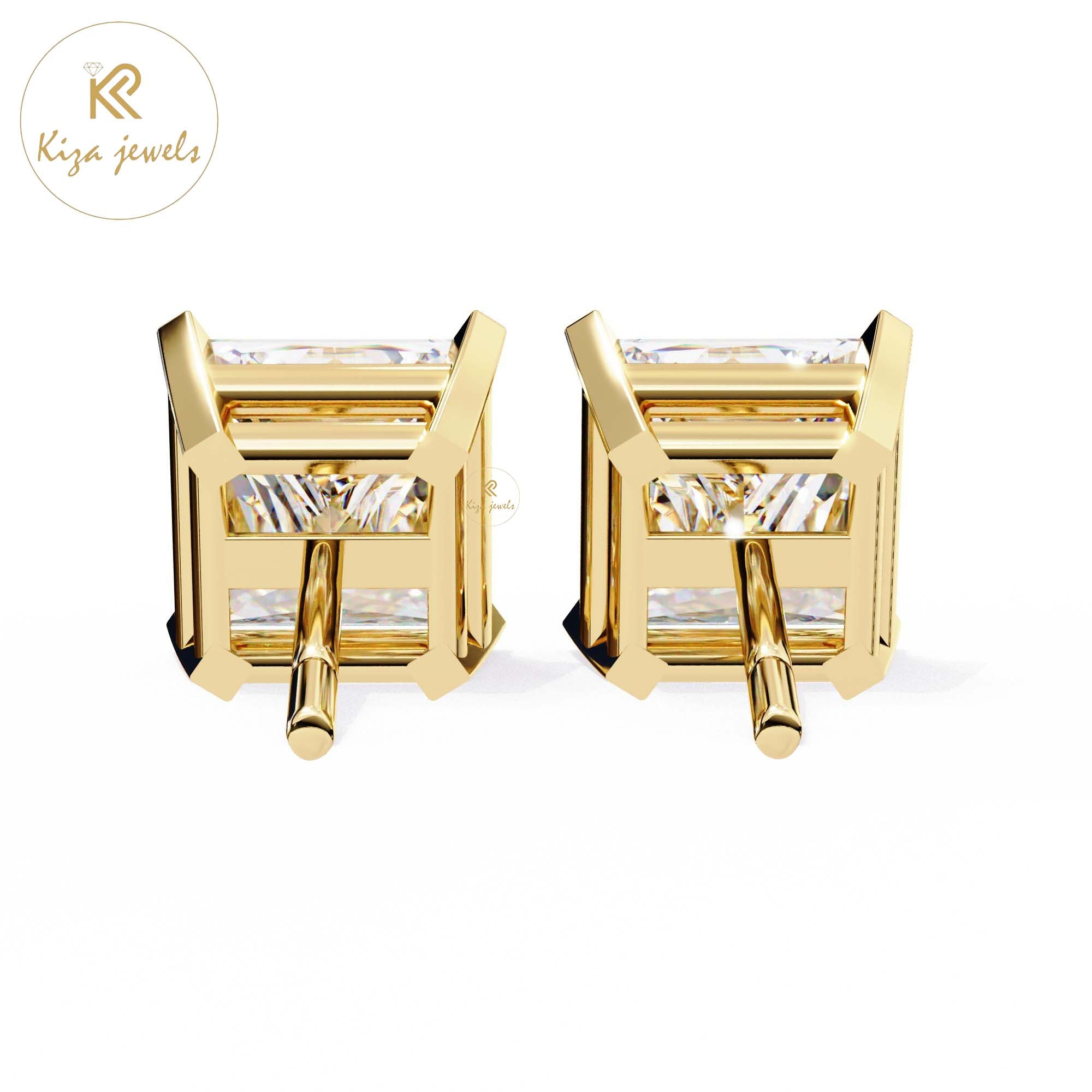 3.04 TDW Princess Cut Diamond Stud Earring