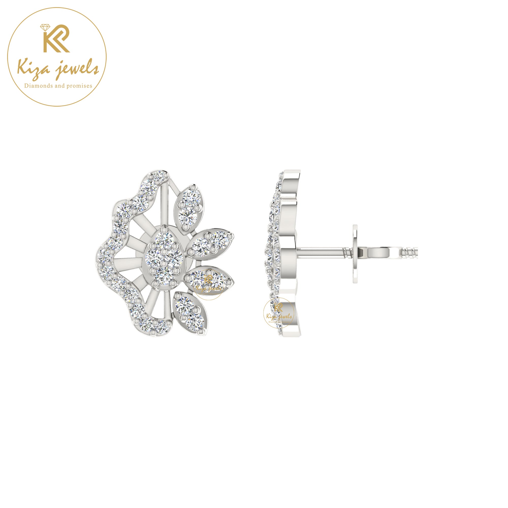0.58 TDW Round Cut Diamond Women's Stud Earring