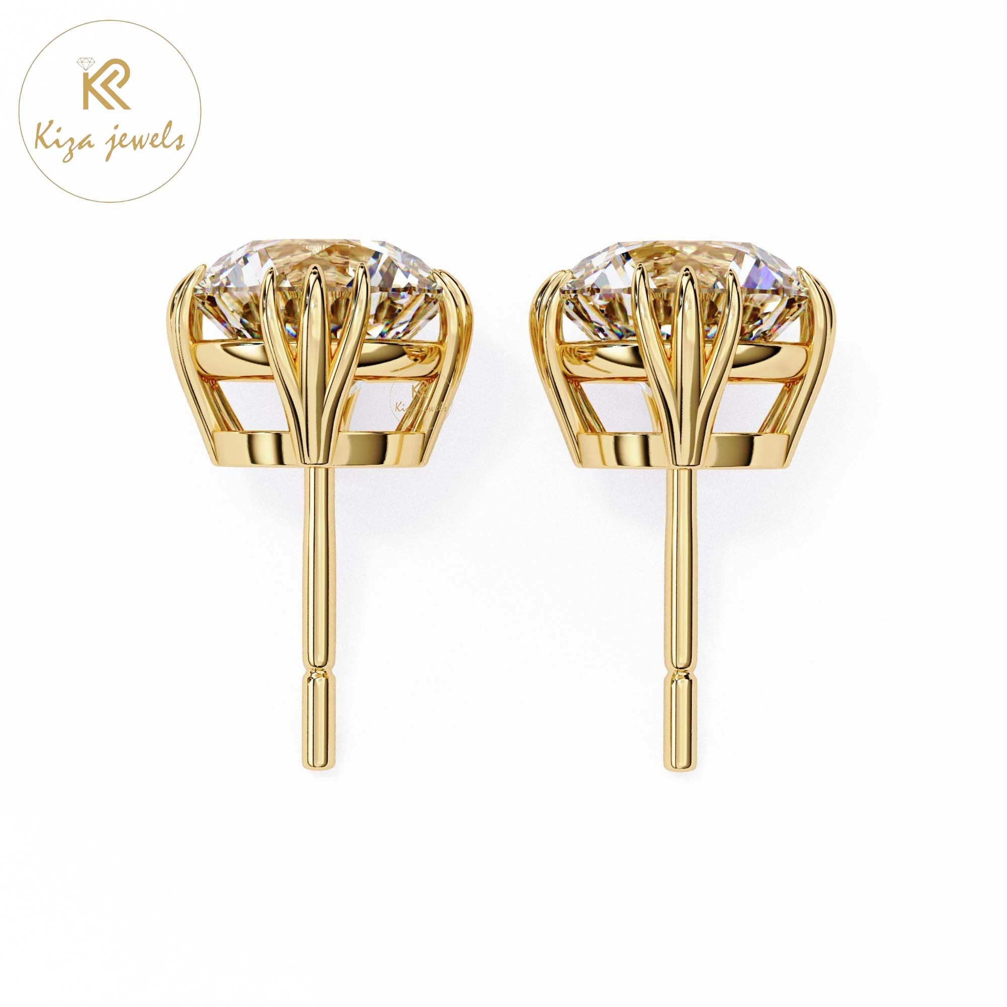 2.80 TDW Round Cut Diamond Stud Earring