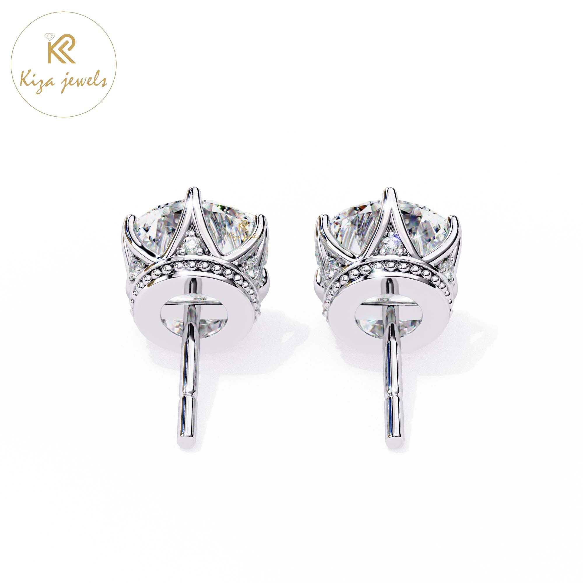 2.62 TDW Round Cut Diamond Stud Earring