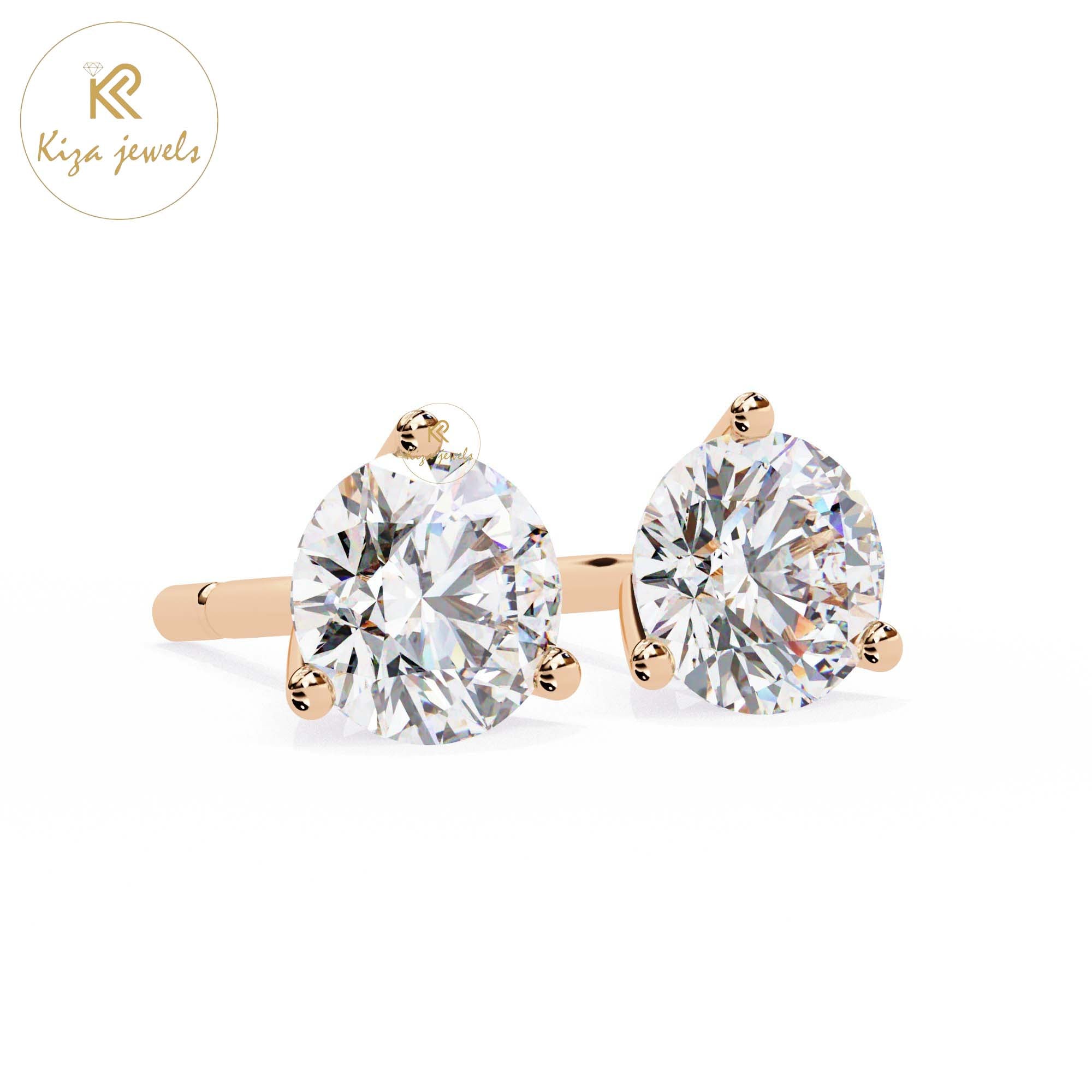 2.57 TDW Round Cut Diamond Stud Earring