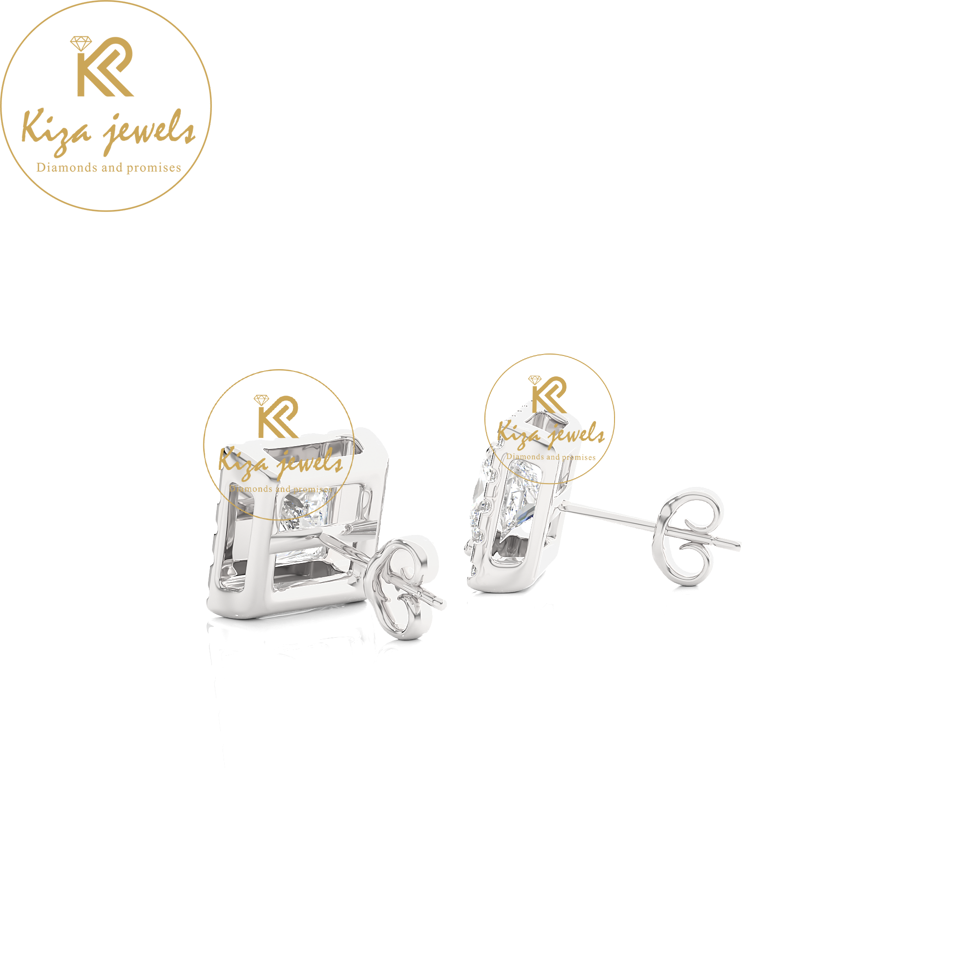 1.54 TDW Round & Princess Cut Diamond Women's Stud Earring