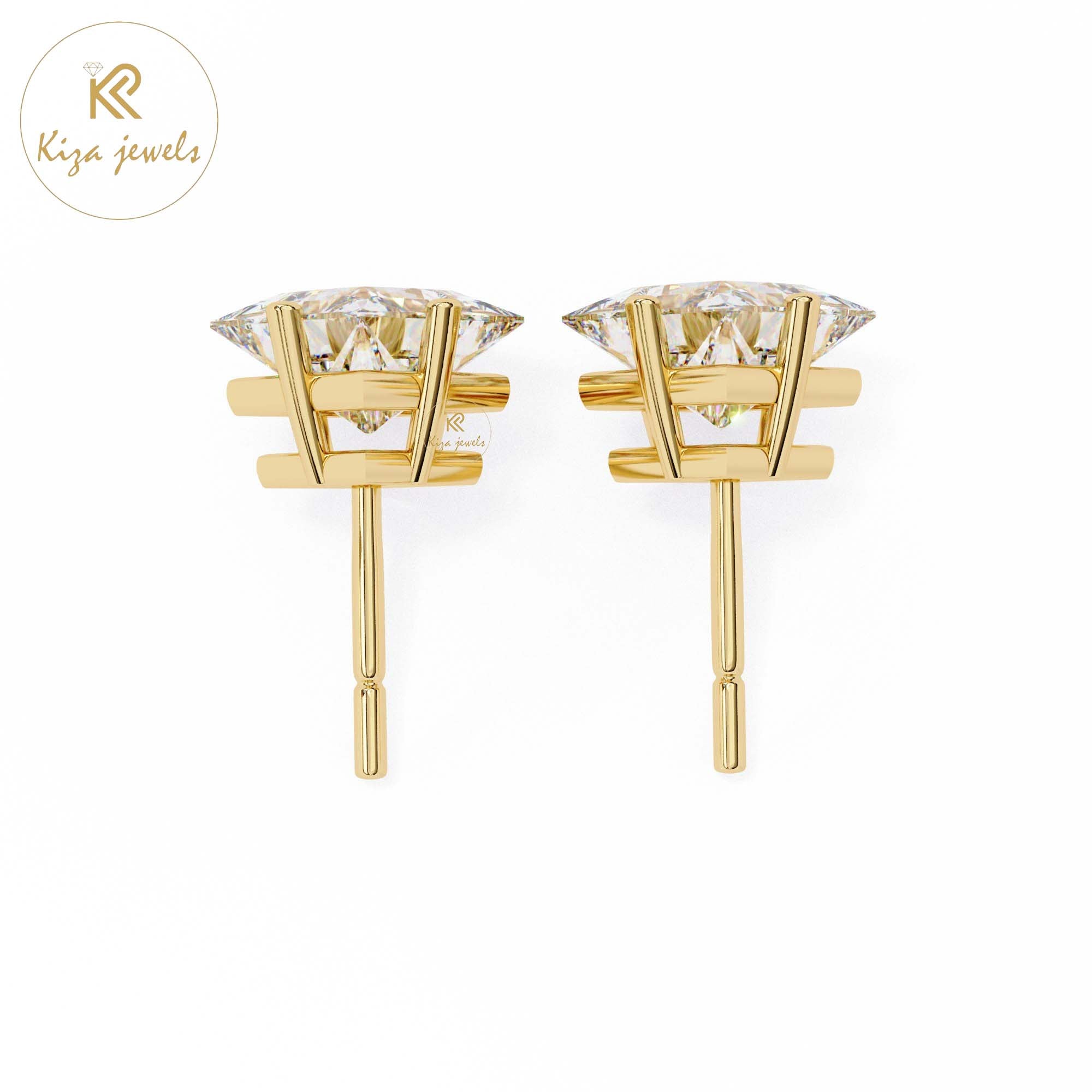 2.39 TDW Princess Cut Diamond Stud Earring