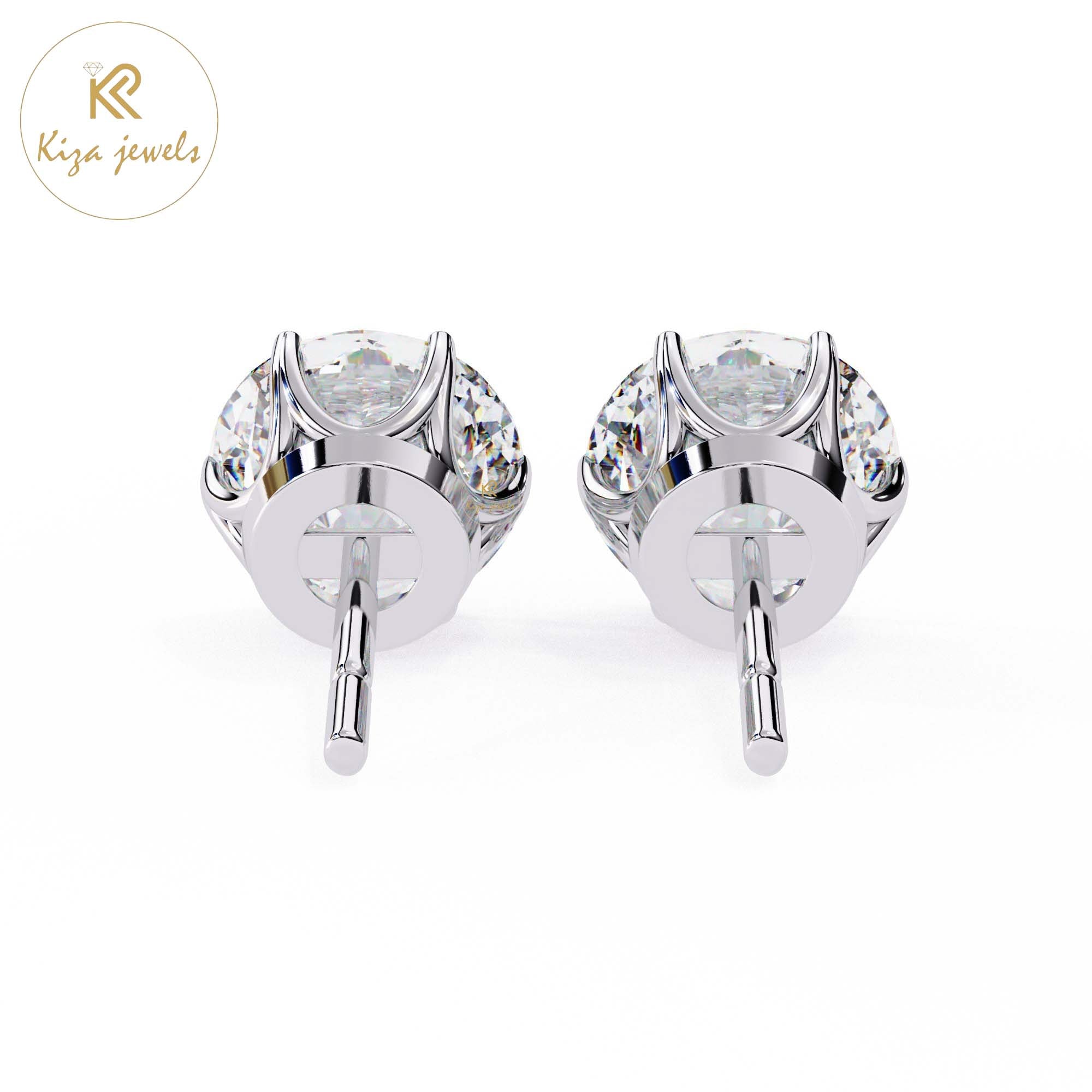 2.57 TDW Round Cut Diamond Stud Earring