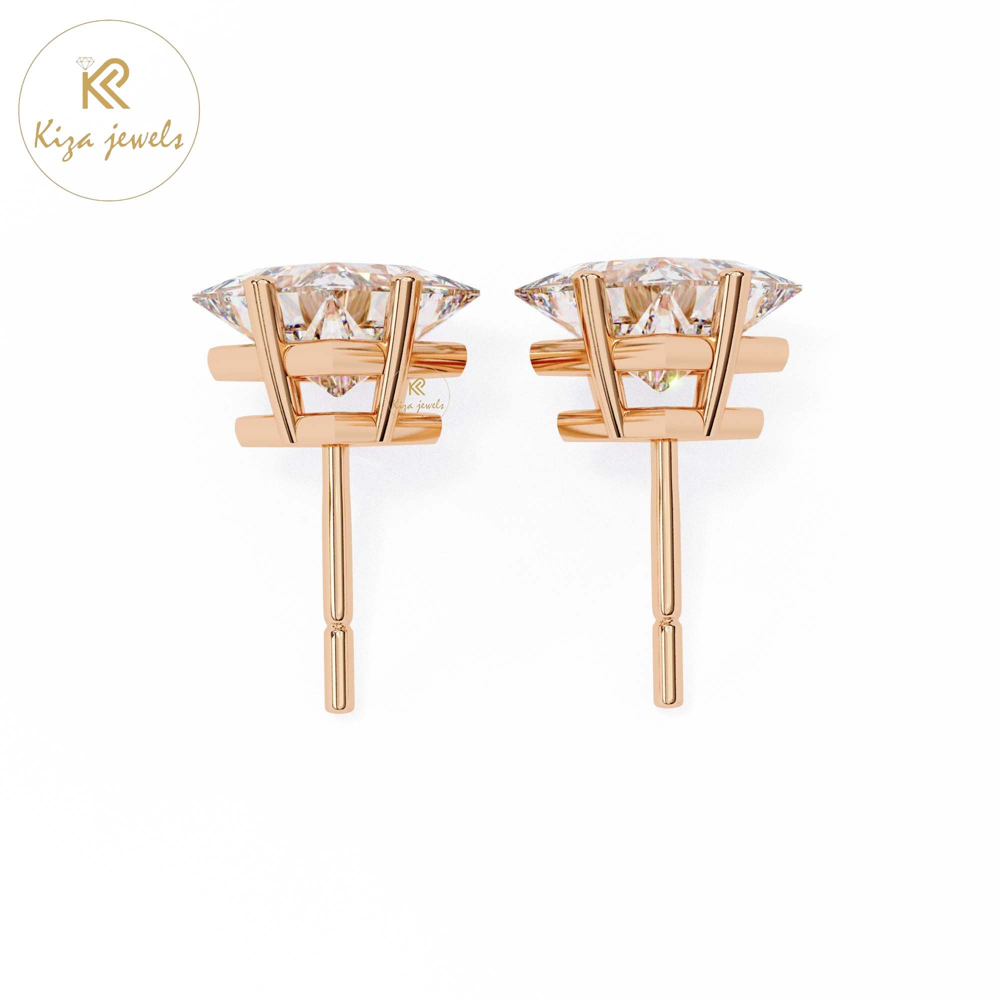 2.39 TDW Princess Cut Diamond Stud Earring