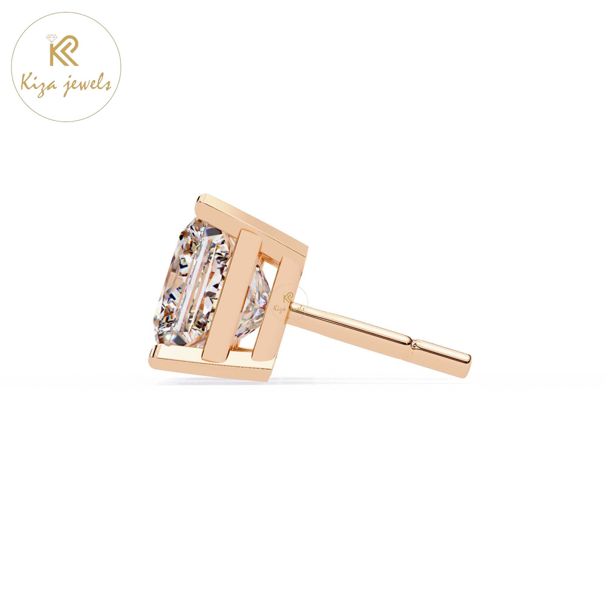 3.04 TDW Princess Cut Diamond Stud Earring