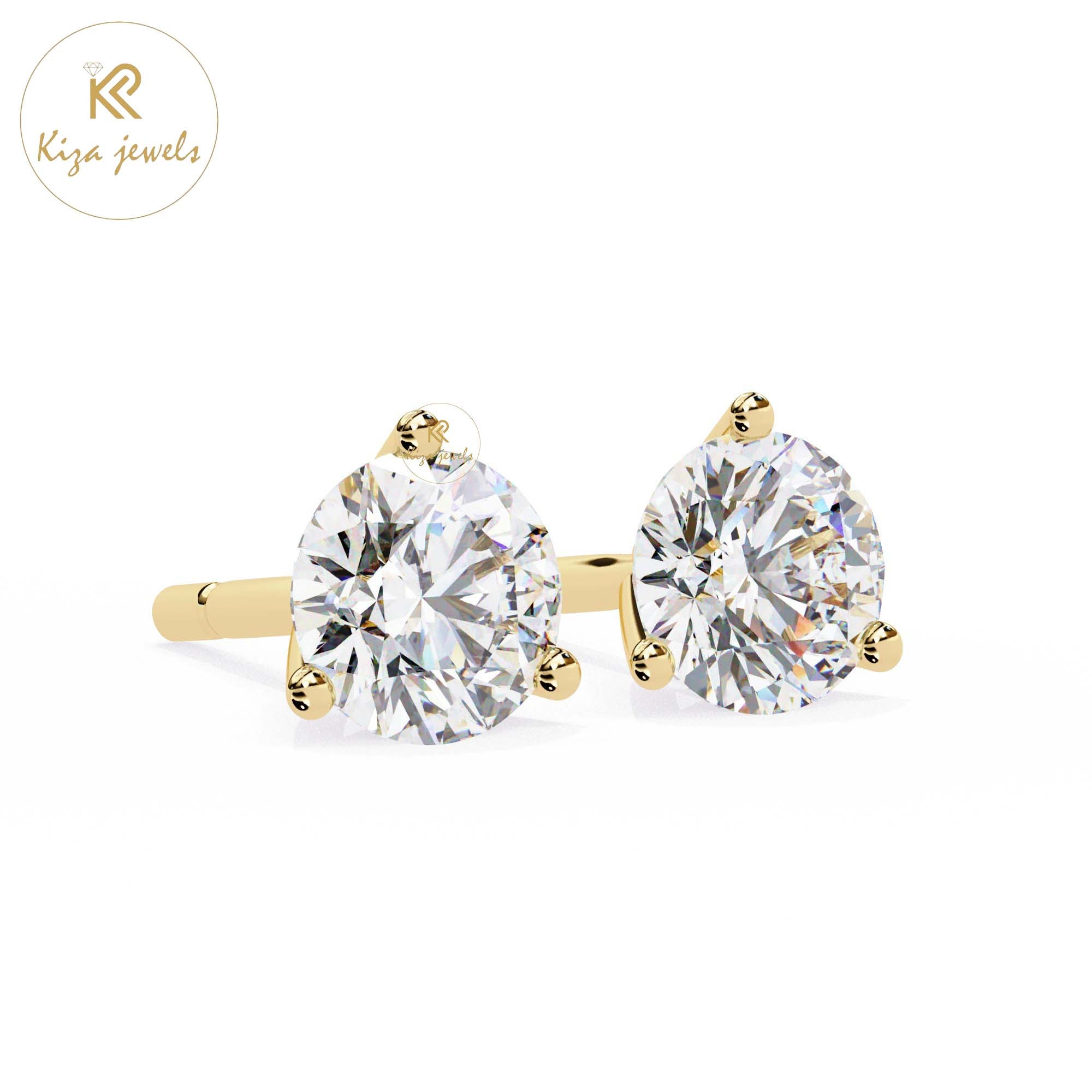 2.57 TDW Round Cut Diamond Stud Earring