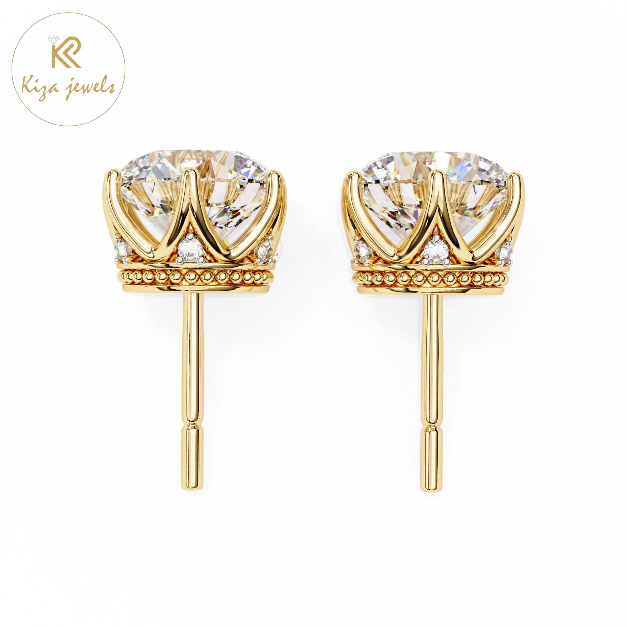 2.62 TDW Round Cut Diamond Stud Earring