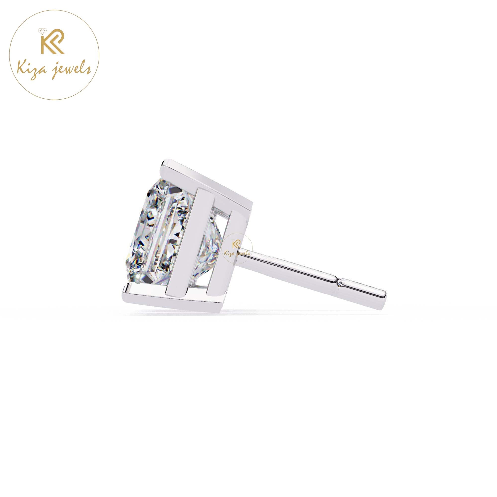 3.04 TDW Princess Cut Diamond Stud Earring