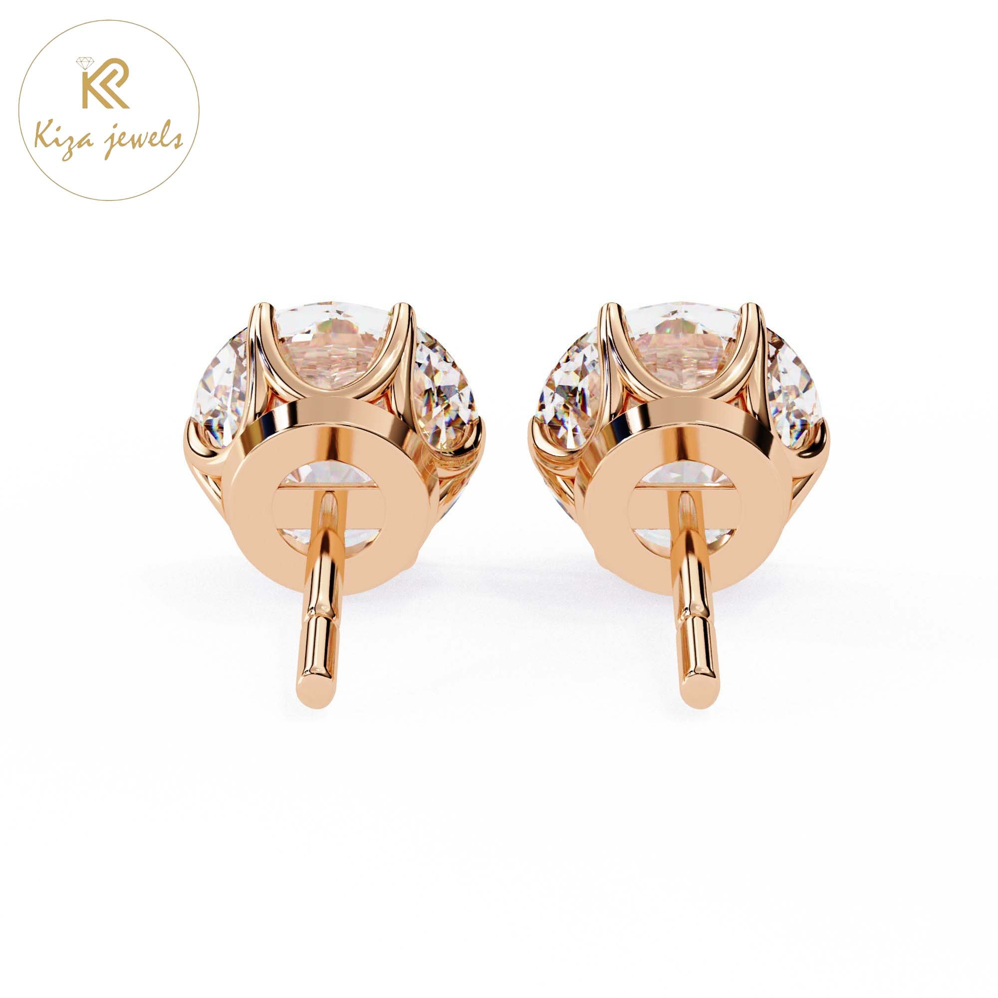 2.57 TDW Round Cut Diamond Stud Earring