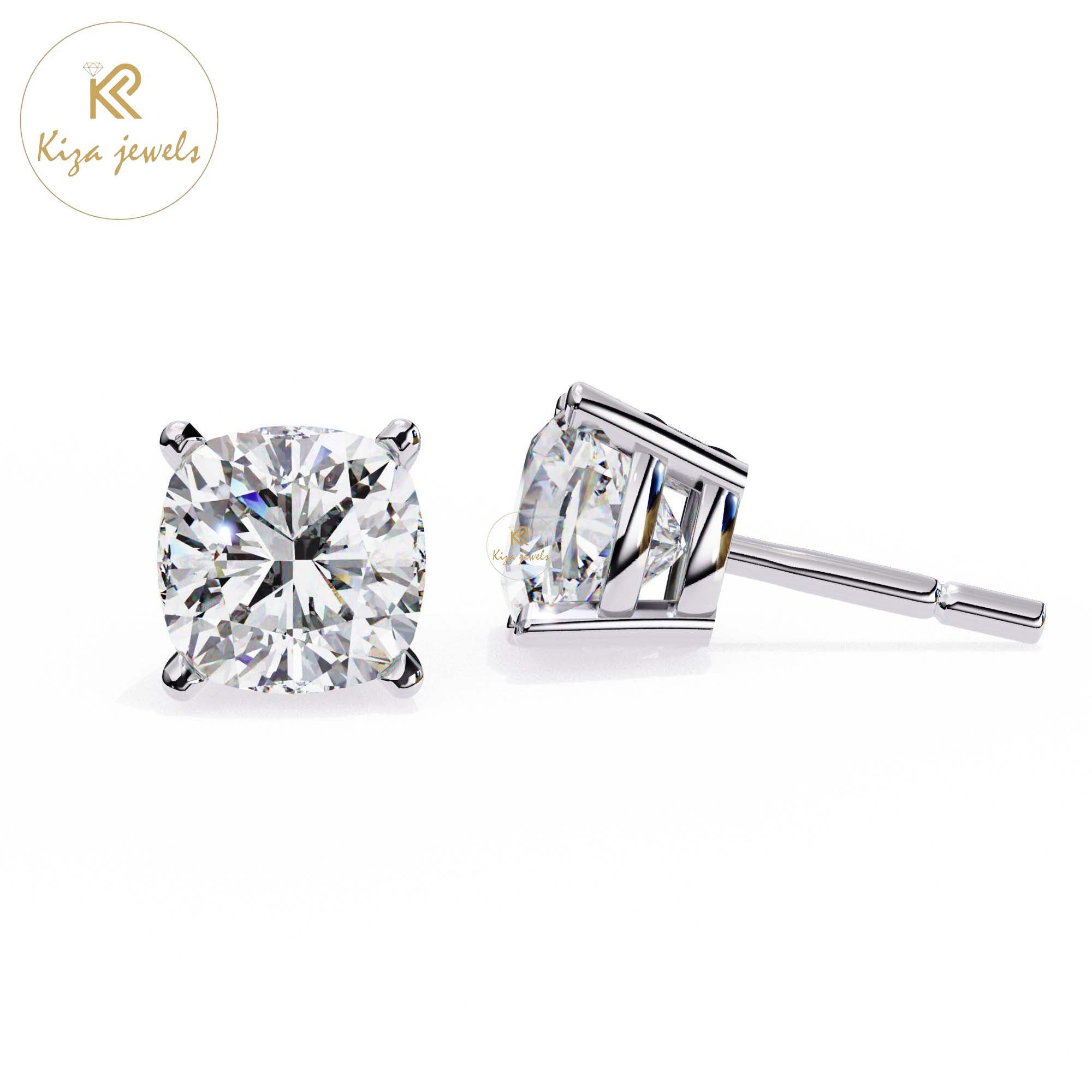 2.33 TDW Cushion Cut Diamond Stud Earring